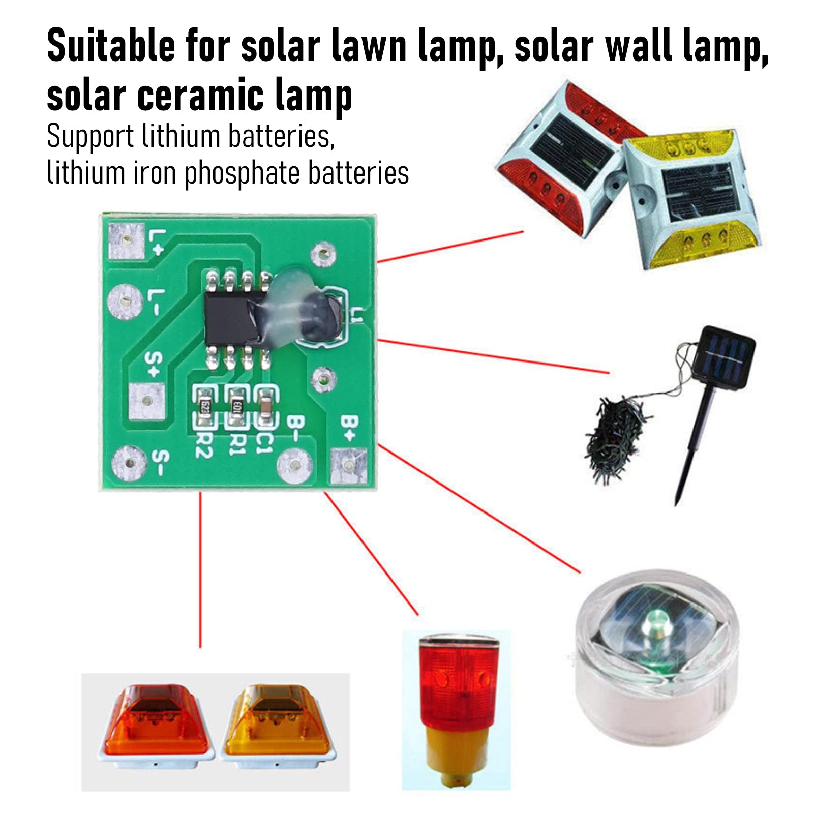 5pcs Solar Lamp String Controller Module - 1.2V Solar Charging Board with Lithium Battery for DIY Lighting Projects, Outdoor Garden & Patio Decor