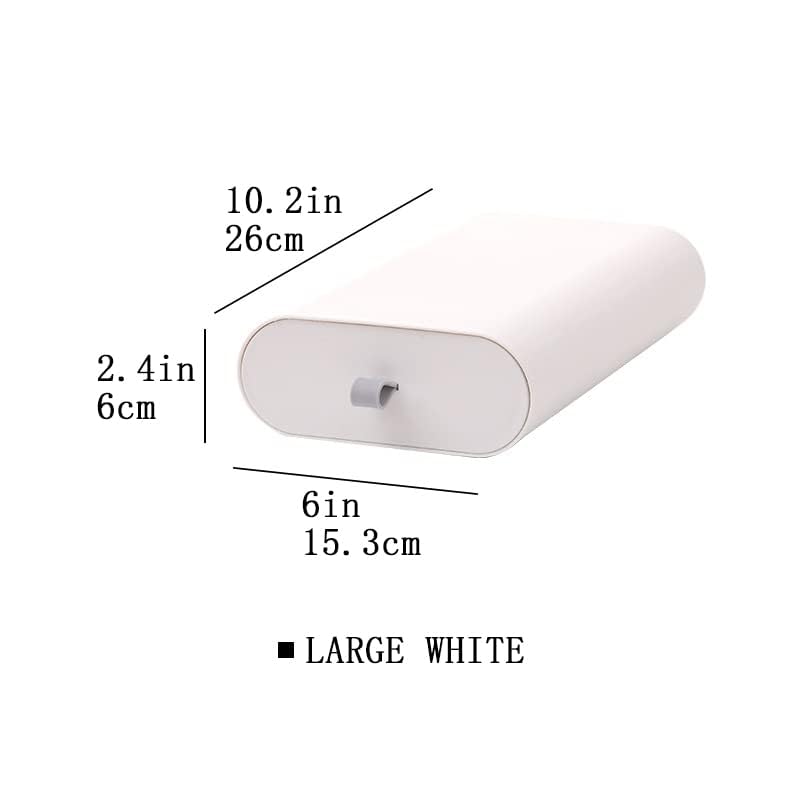 Hidden Self-Adhesive Under Desk Drawer Organizer - Large White Plastic Storage Solution for Office, School, Kitchen & Home - Perfect for Storing Stationery, Utensils & Small Items Under Work Desks or Countertops