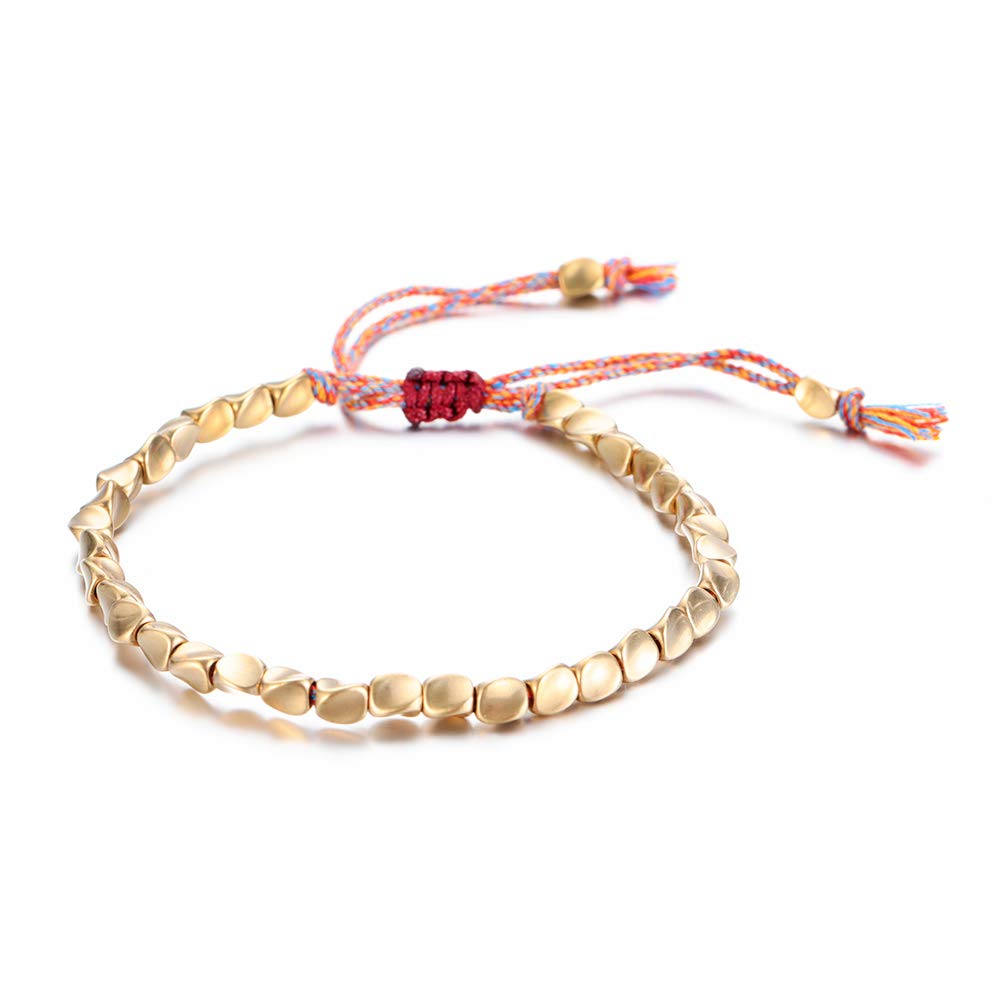 Handmade Cotton Thread Braided Bracelet with Copper Beads - Lucky Rope Bangle for Women & Men - Perfect for Boho Fashion, Yoga Accessories, and Spiritual Gifts