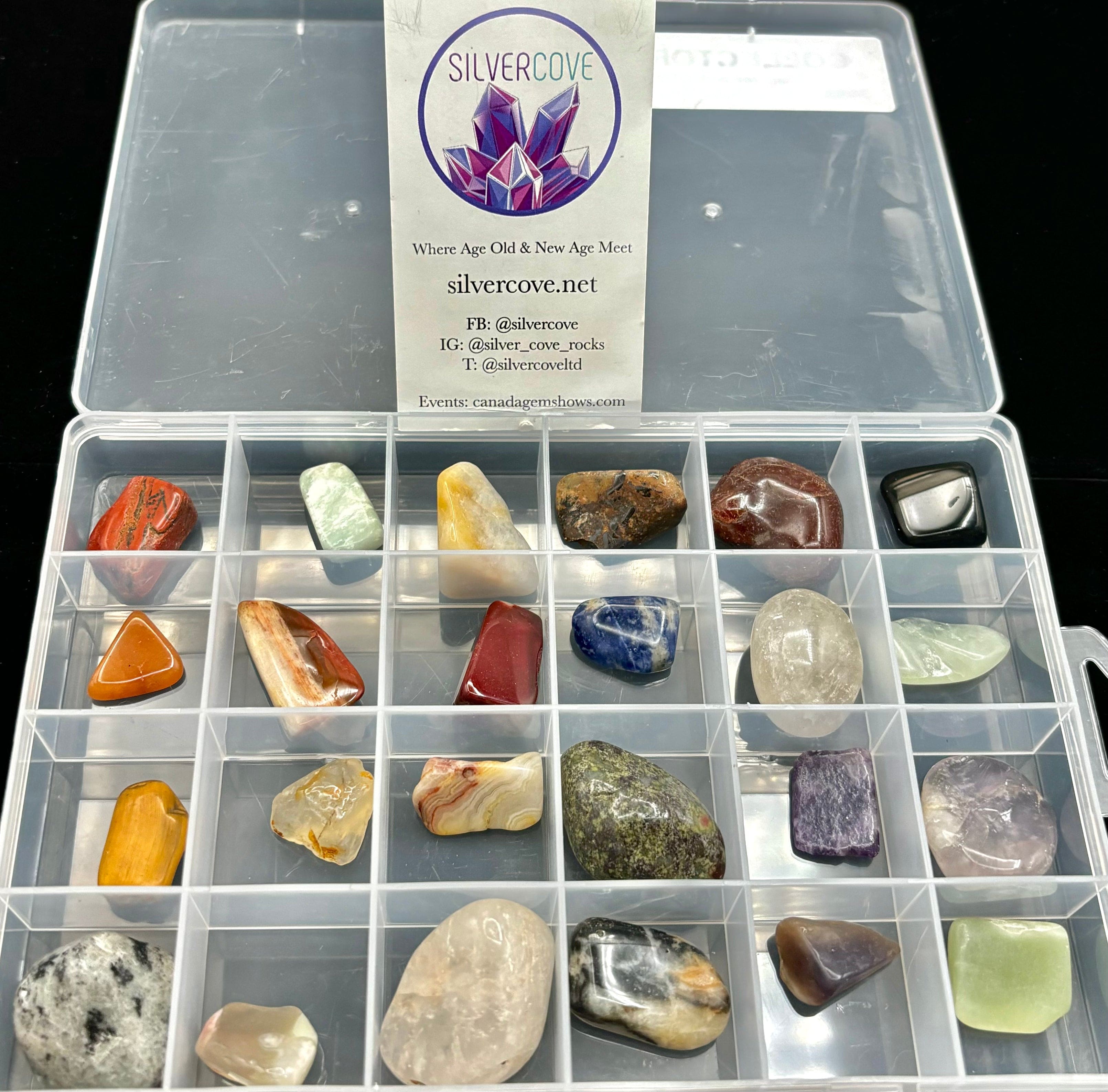24 Piece Collectors Box Tumbled Stone Set - Healing Crystals for Meditation, Reiki & Home Decor - Perfect for Crystal Collectors & Spiritual Healing