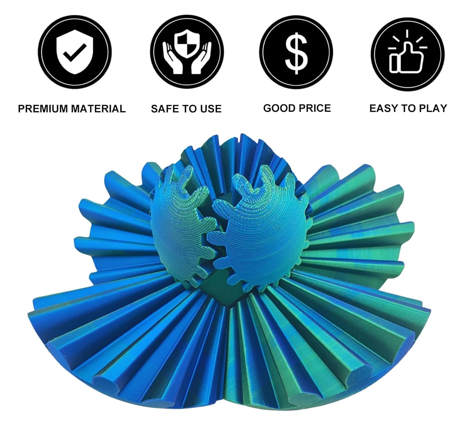 3D Printed Gear Ball Fidget Toy - Steampunk Whirling Wonder Desk Toy for Adults, Stress Relief & Focus, 2024 New Design (Green) | Perfect for Office, Home, Travel & Anxiety Relief
