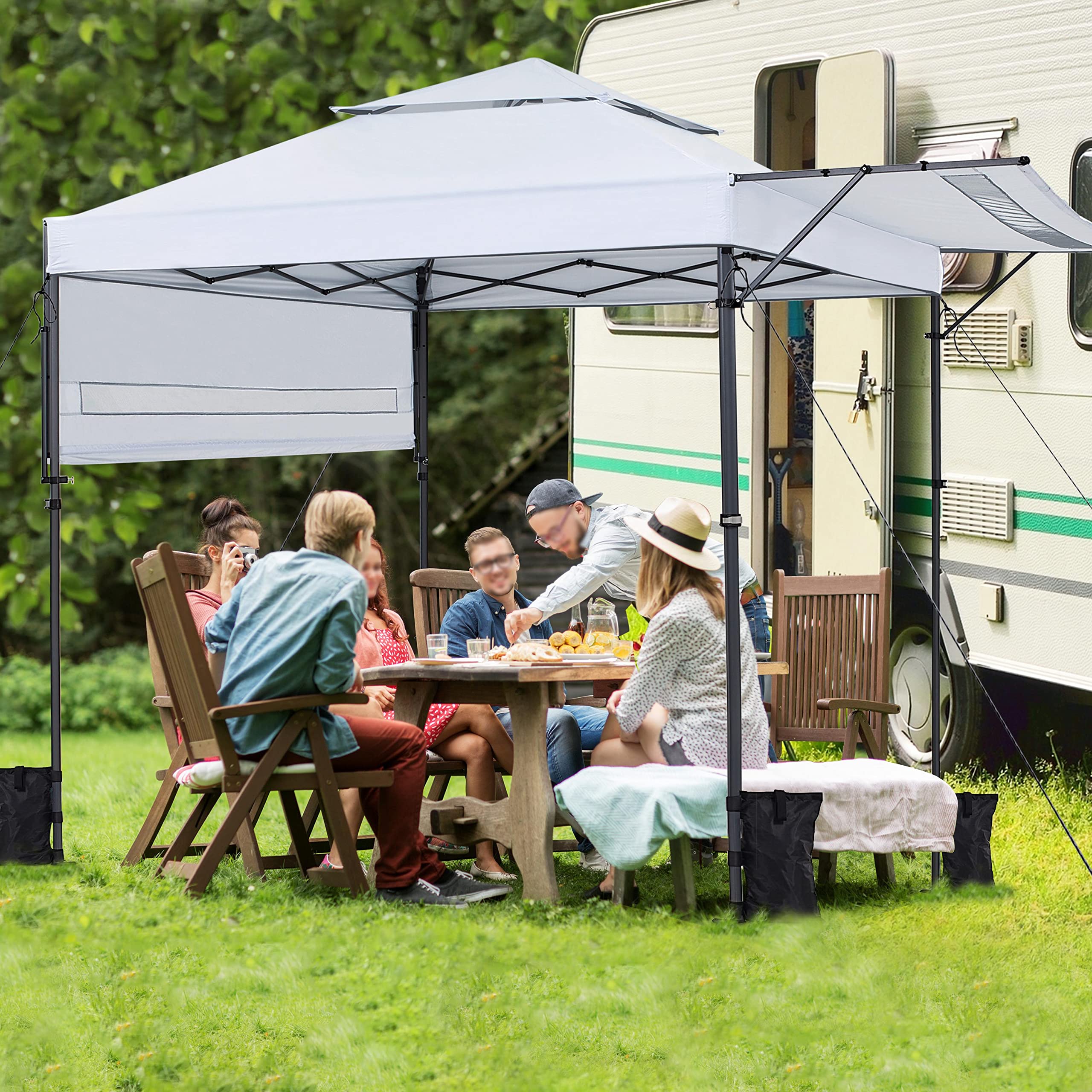 Yaheetech 10x17ft Pop Up Canopy Tent with Adjustable Awnings - Heavy Duty Instant Shelter for Outdoor Events, Parties, Camping & Backyard - Ventilation Design, Wheeled Carry Bag & Easy One-Handed Setup (White)
