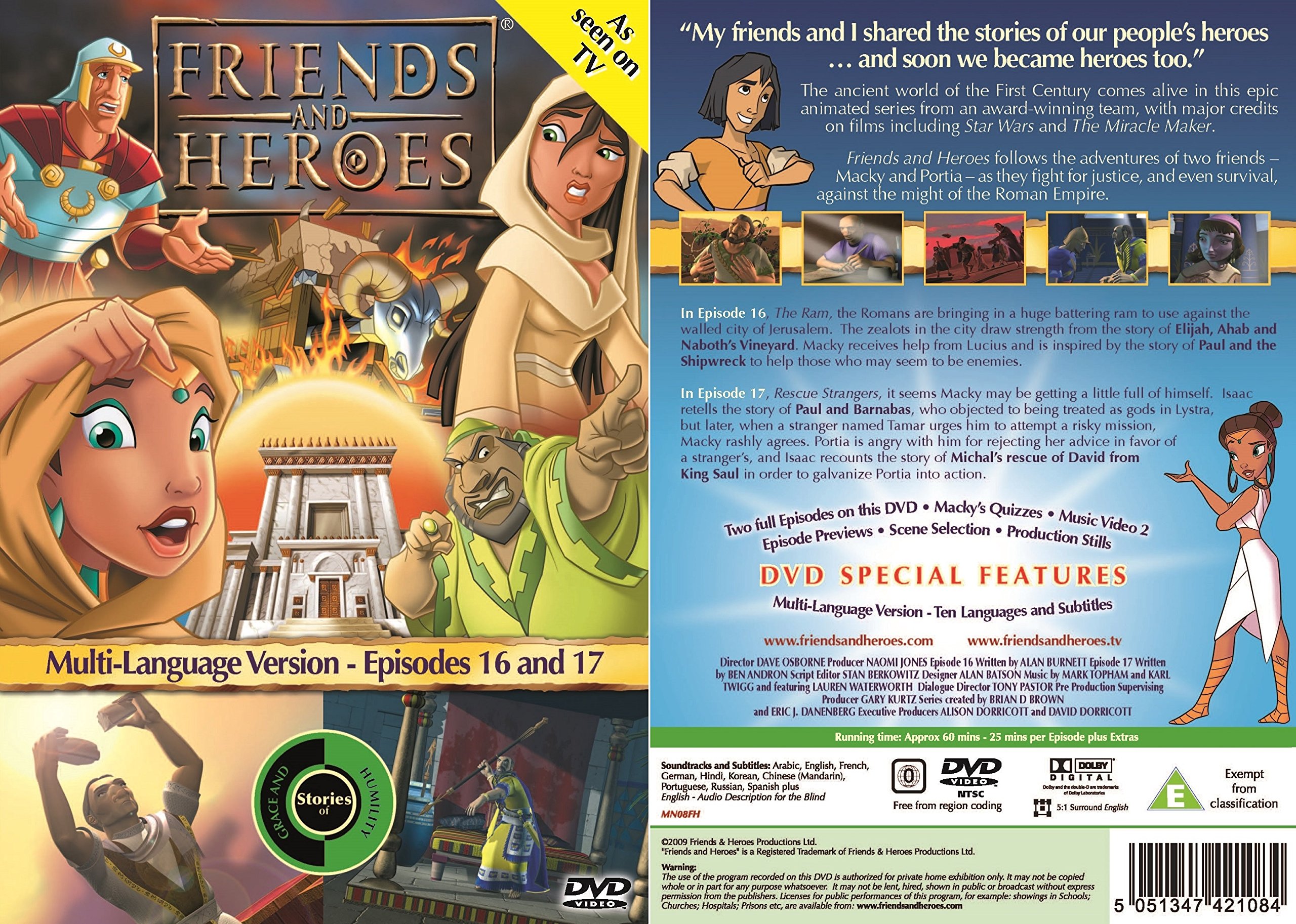 Friends and Heroes DVD Series 2 Pack - Bible Stories of Jesus, Moses, Jacob & Noah's Ark in Multiple Languages | Christian Kids' Entertainment, Sunday School & Family Movie Night
