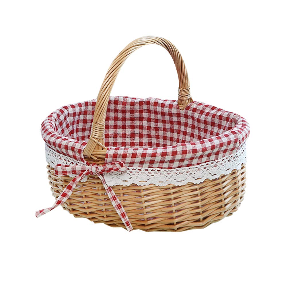 Yardwe Woven Storage Baskets - Picnic Basket, Wicker Fruit Basket, Bread Bin, Food Organizer & Flower Vase - Perfect for Kitchen, Pantry, Dining Room, Picnics & Home Decor