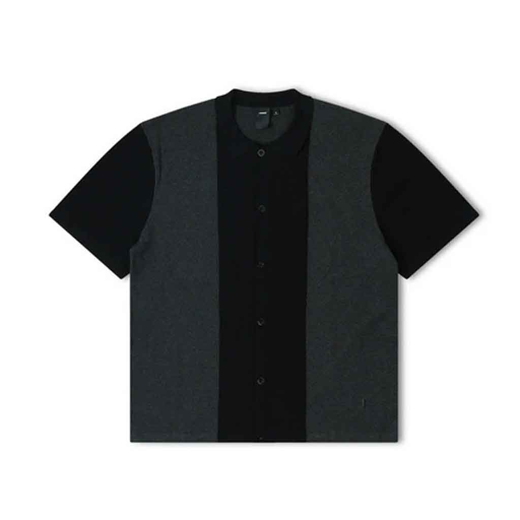 Marilyn Knit Short Sleeve Shirt for Women - Black & Charcoal Color - Casual Summer Tops for Office Wear and Weekend Outings