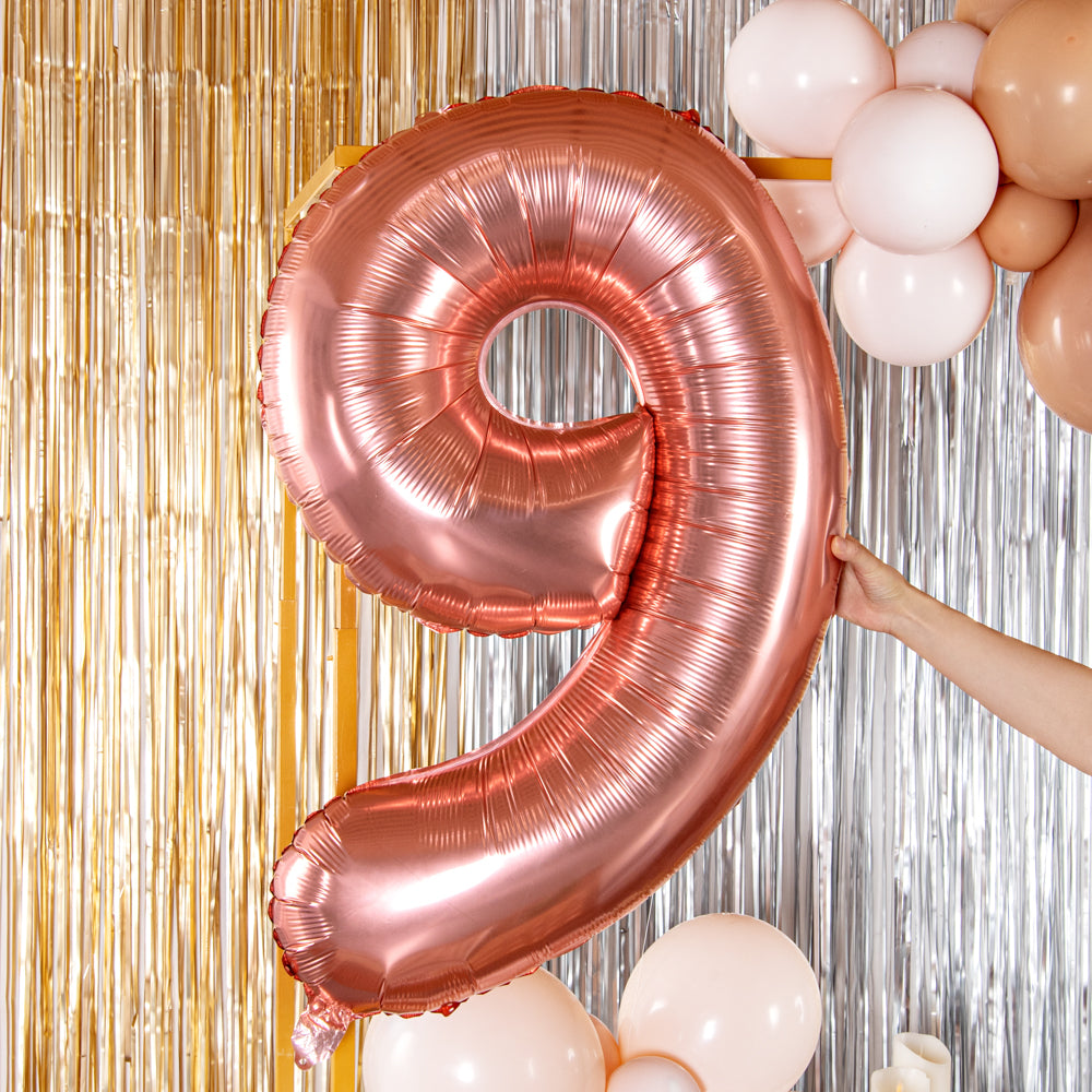 Balloonify Rose Gold Mylar Number 9 Balloon - 40 Inch Large Foil Balloon for Birthday Parties, Anniversaries & Baby Showers (1 Count Box)