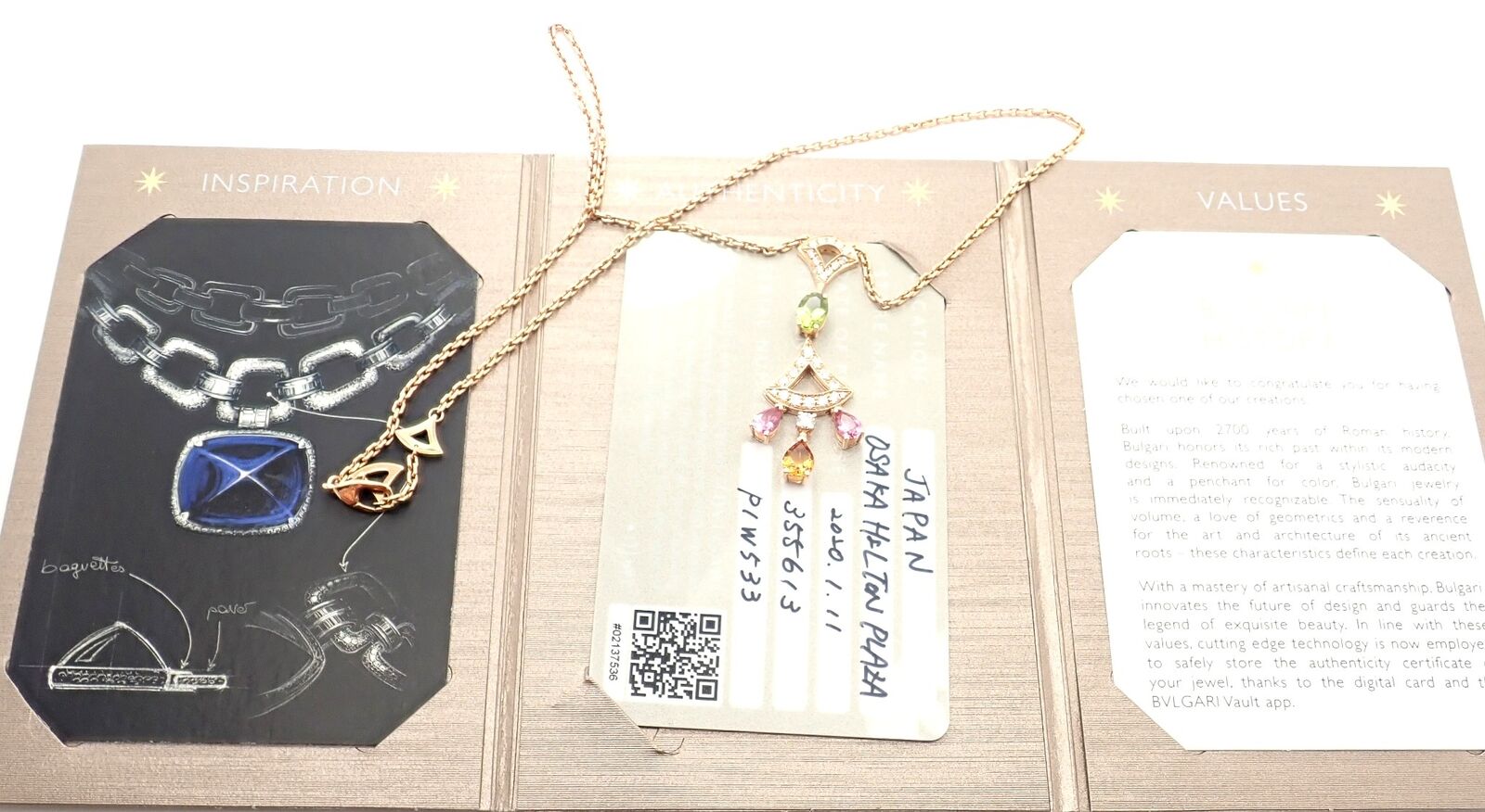 Authentic Bvlgari Diva Dream 18K Rose Gold Diamond & Peridot Necklace with Certification - Elegant Jewelry for Weddings, Parties & Special Occasions