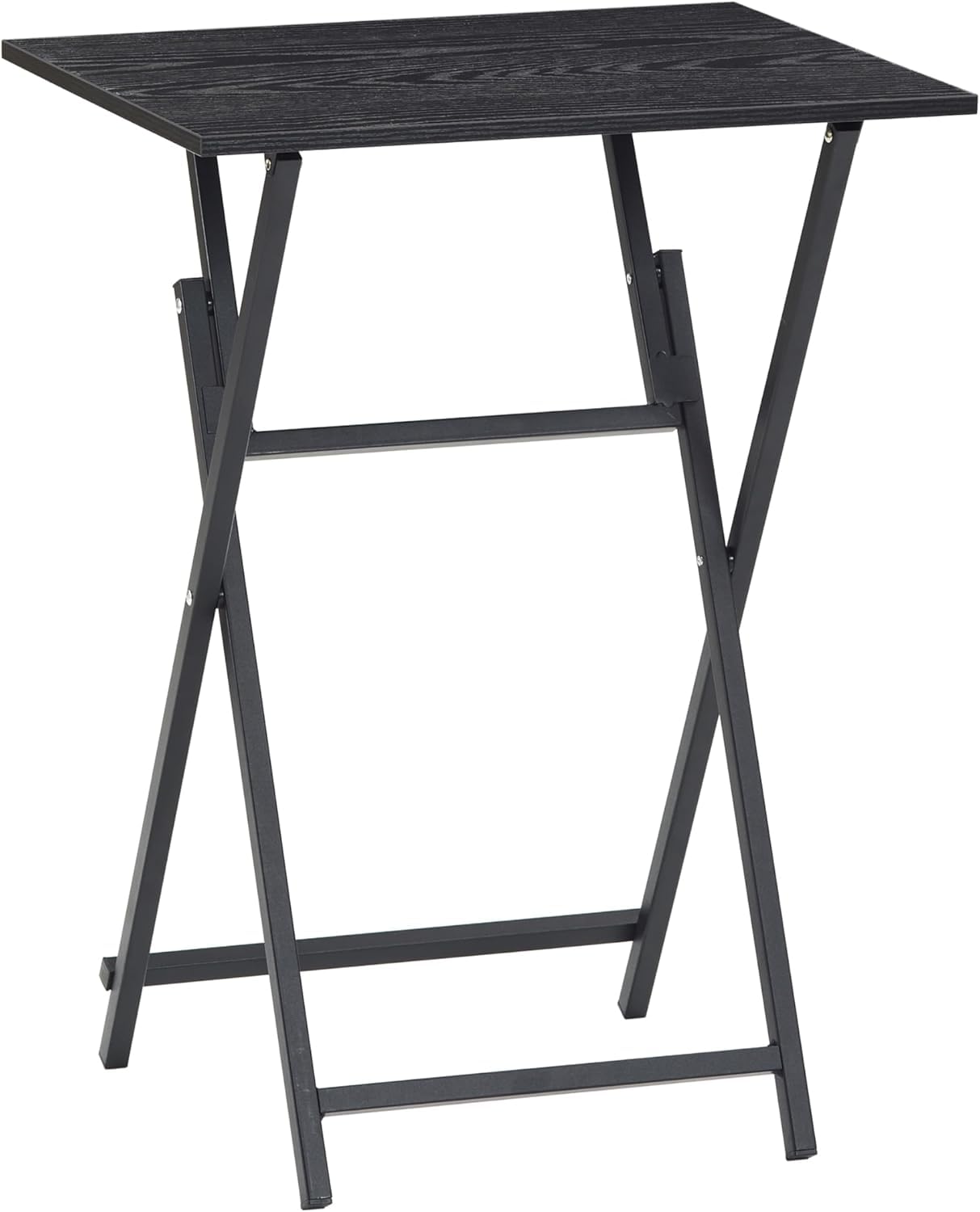 2-Pack Folding TV Tray Table Set - Portable Wooden Sofa Side Table with Industrial Design | Space-Saving Snack & Dinner Table for Living Room, Bedroom, Office | Perfect for Movie Nights, Working from Home & Small Space Dining (Black)