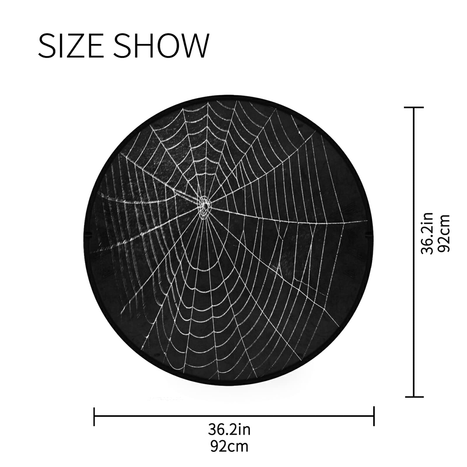 ALAZA Halloween Spider Web Black Round Area Rug - 3' Diameter (92 cm) for Living Room, Bedroom Decor | Spooky Home Decor, Party Decoration, Seasonal Floor Mat