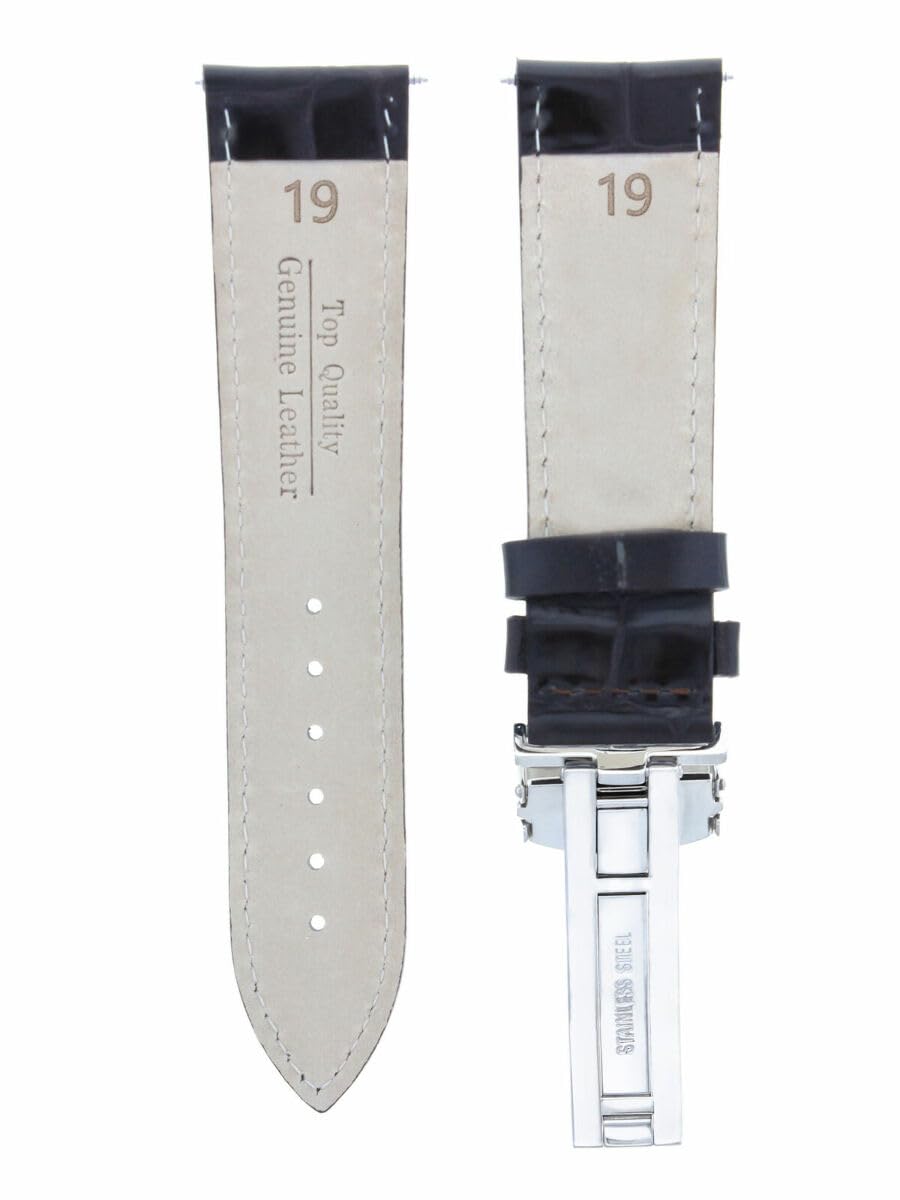 19mm Genuine Leather Watch Band Strap - Compatible with Montblanc Watches - Dark Brown Replacement Strap with Deployment Clasp | Luxury Watch Accessories for Men & Women | Business, Formal & Casual Wear