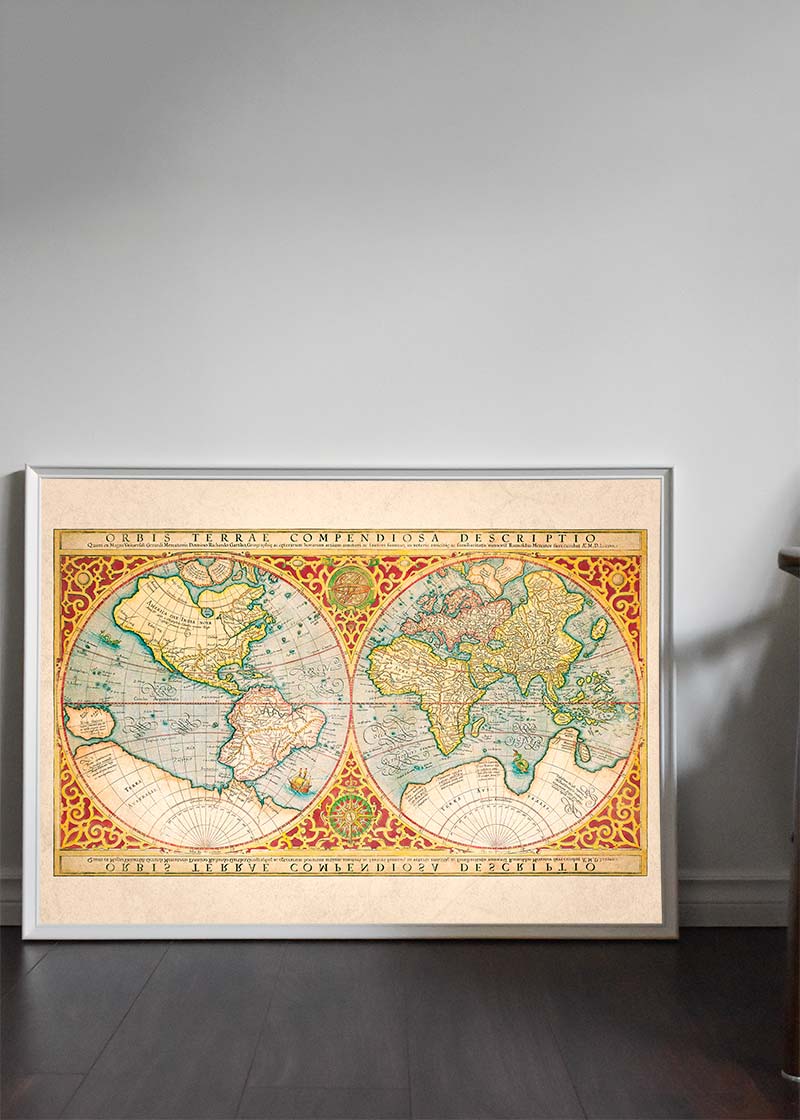 Vintage 1569 World Map by C.H. Apperson - Antique Cartography Reproduction for Home Decor, Office Wall Art & History Enthusiasts