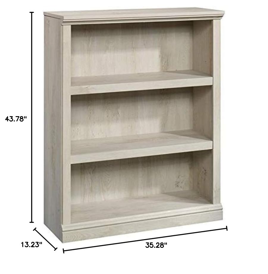 Pemberly Row 3 Shelf Bookcase in Chalked Chestnut - Stylish Wooden Bookshelf for Living Room, Bedroom & Office Storage