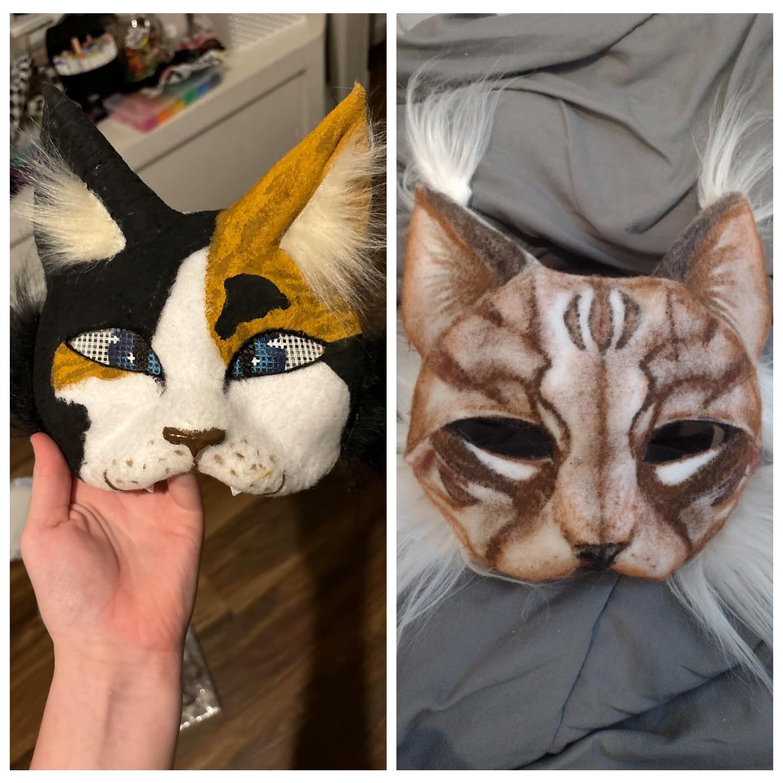 10PCS White Cat Therian Masks for Halloween, Cosplay & Costume Parties - Perfect for Masquerade Balls, Kids Dress-Up, Anime Conventions & Themed Events