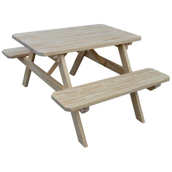 Durable Yellow Pine Picnic Table with Attached Benches - Outdoor Dining Set for Backyard, Patio & Garden Gatherings