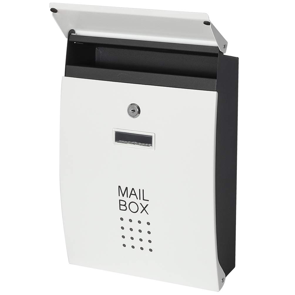 Secure Wall Mounted Locking Mailbox with Combination Lock - Large Capacity Steel Metal Mail Drop Box for Home & Office - White (15.6