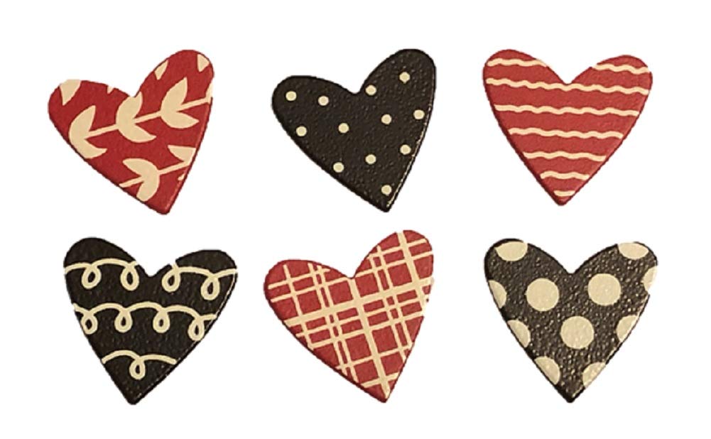 Roeda Set of 6 Heart-Shaped Decorative Magnets with Unique Patterns - Perfect for Valentine's Day Gifts, Fridge Decor, Office Organization & Love Note Displays