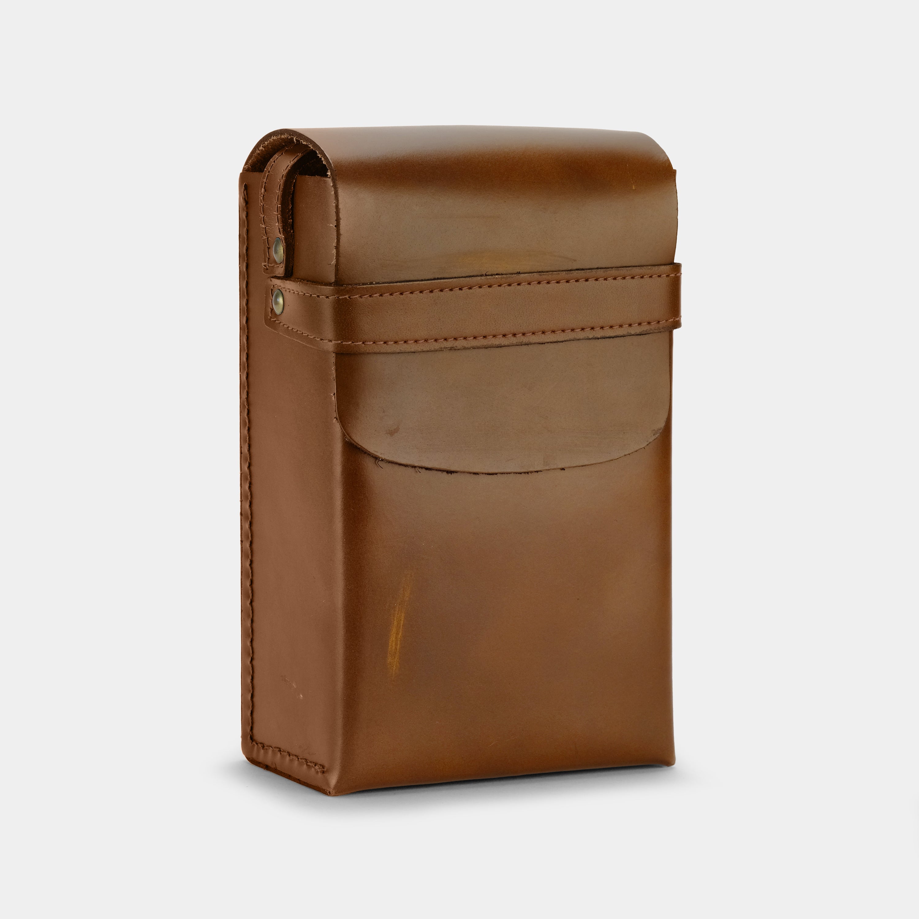 Premium Brown Leather Folding Instant Camera Case - Protective Cover for Fujifilm Instax Mini 9/11/40/90 - Perfect for Travel, Parties & Photo Walks