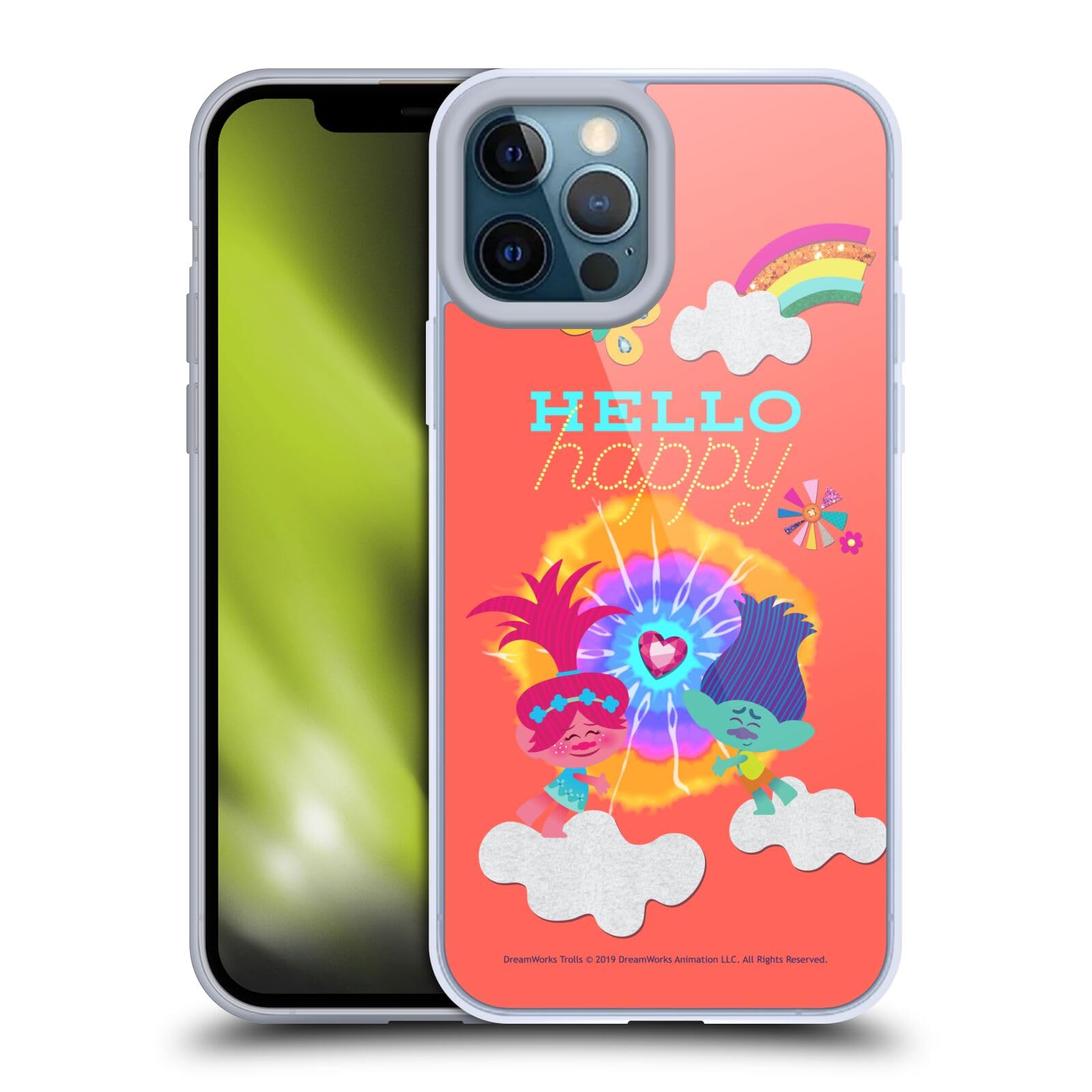 Officially Licensed Trolls Poppy & Branch Rainbow Design Soft Gel Case for Apple iPhone 12 Pro Max - Durable Protection & Vibrant Graphics - Perfect for Fans, Kids, and Everyday Use