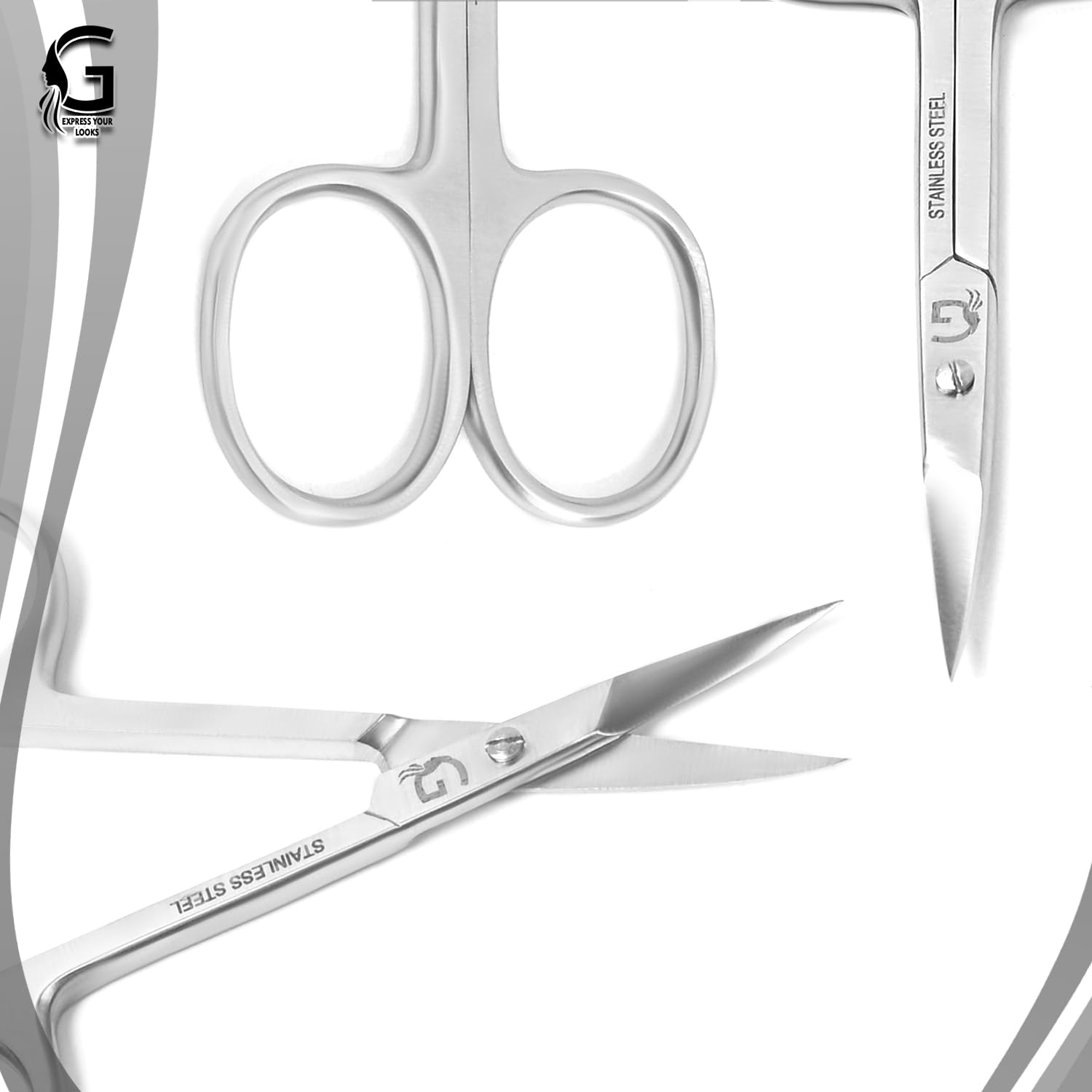 Professional Stainless Steel Cuticle Scissors - Curved Grooming Scissors for Eyebrow, Mustache, Nose Hair, Eyelash & Dry Skin Care - Manicure & Pedicure Essential for Home & Salon Use