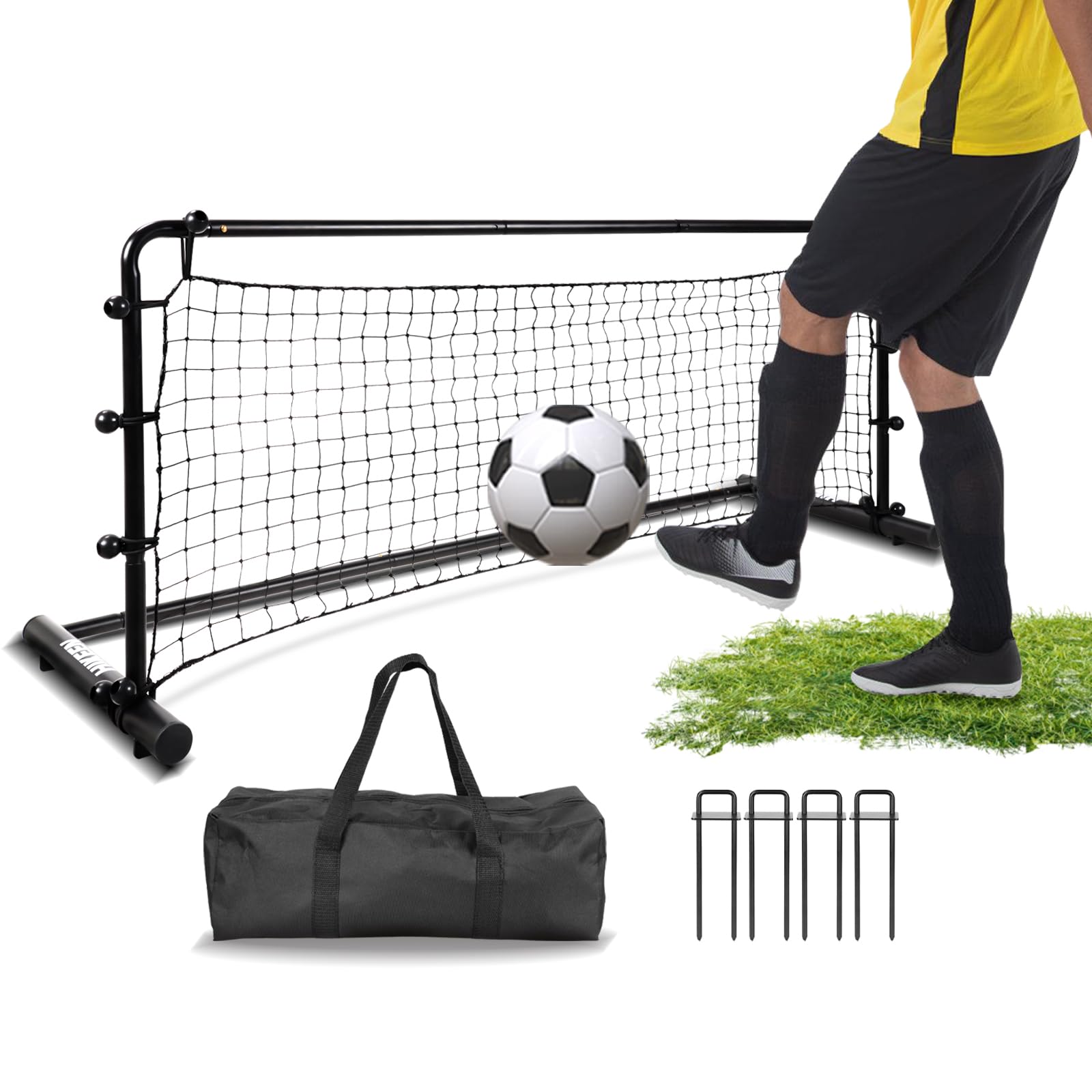 Hikeen 54 x 16 Inch Heavy Duty Soccer Rebounder with Robust Steel Frame & PE Netting - Portable Soccer Training Equipment for Control and Passing Practice - Perfect for Backyard, Team Drills, and Solo Training Sessions
