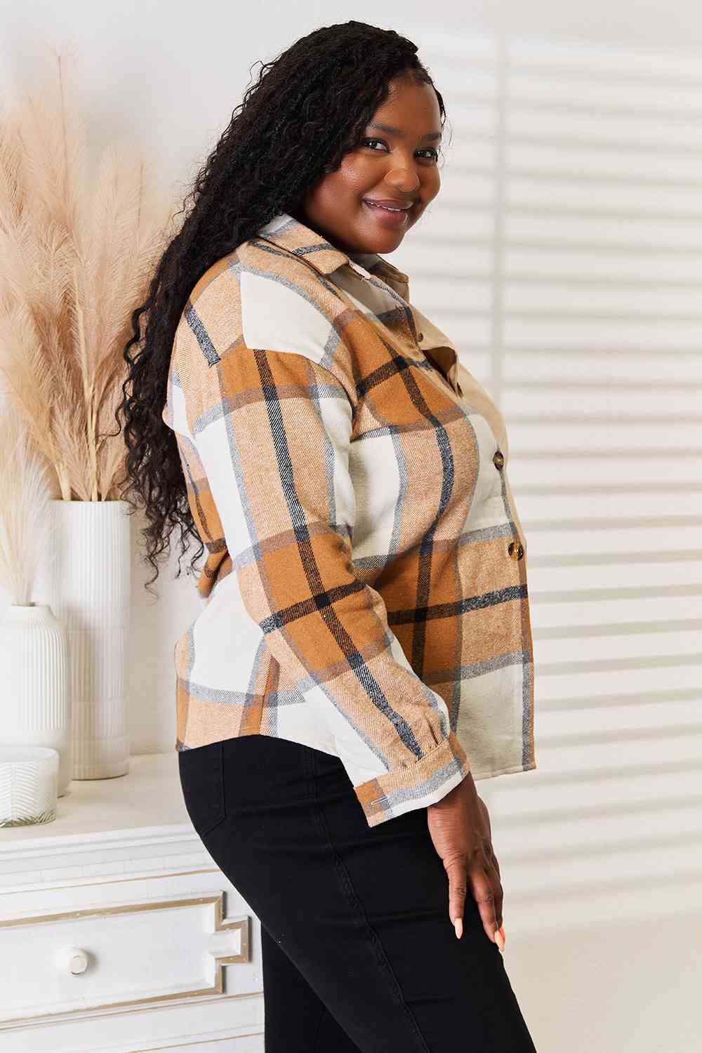 Stylish Plaid Print Dropped Shoulder Shirt for Men & Women - Casual Oversized Button Down Shirt for Fall & Winter - Perfect for Layering, Streetwear and Everyday Outfits