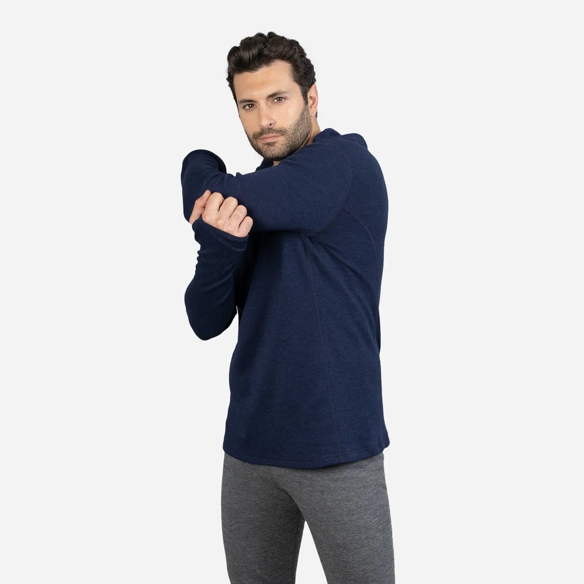 Men's Alpaca Wool Hoodie - 300 Lightweight Half Zip Pullover for Outdoor Hiking & Winter Travel | Soft Thermal Fleece Sweatshirt