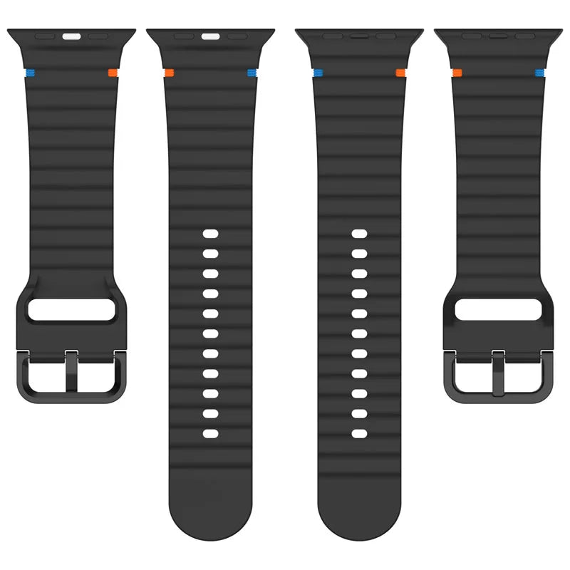 Premium Silicone Sports Band + Protective Case with Tempered Glass for Apple Watch - Perfect for Running, Gym & Outdoor Activities