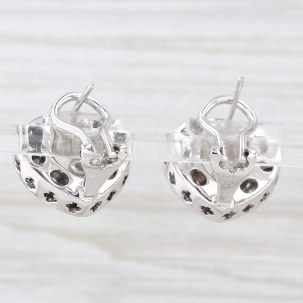 0.46ctw Floating Diamond Halo Heart Stud Earrings in 18k White Gold with Omega Backs - Perfect for Valentine's Day Gifts, Anniversary Presents & Romantic Occasions