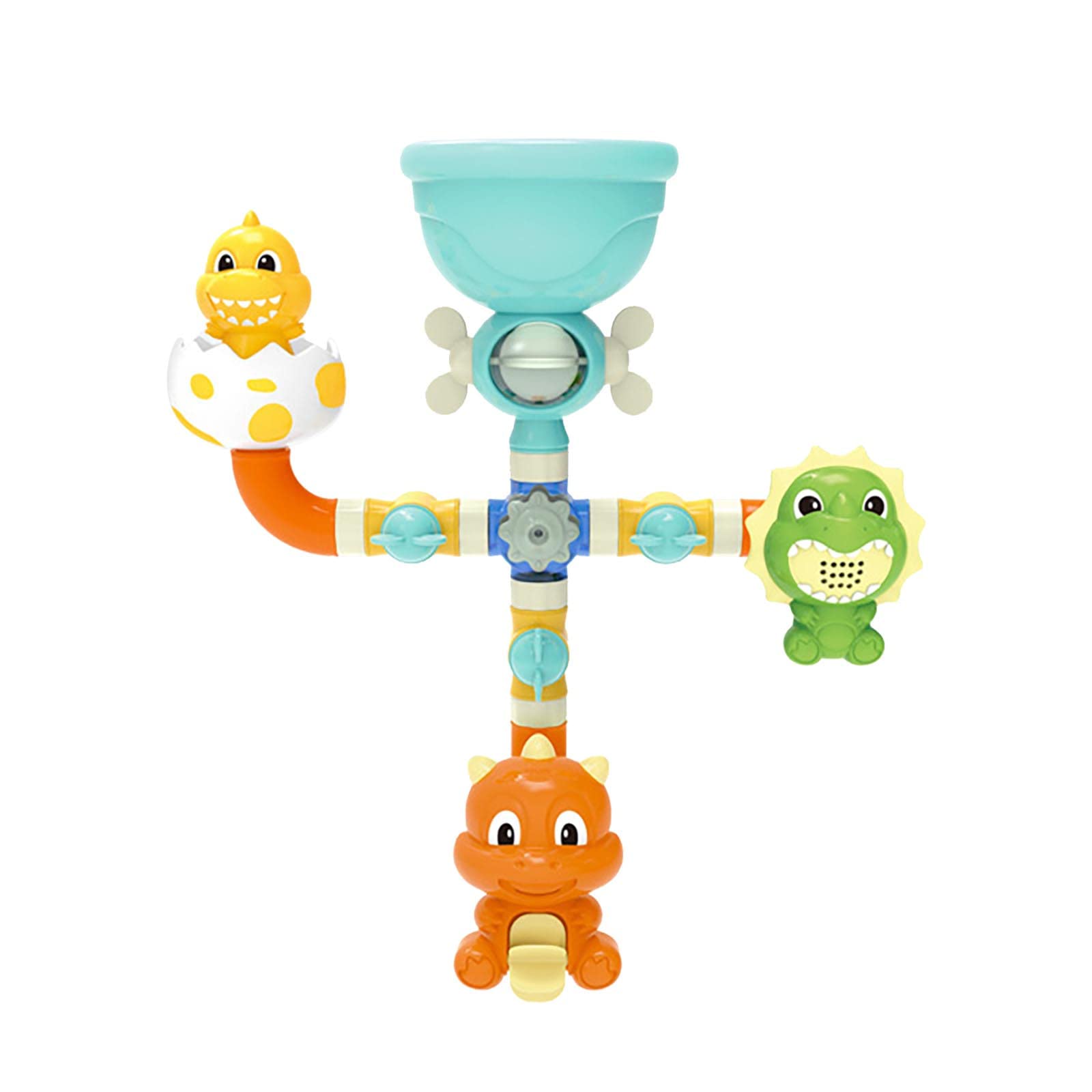 Dinosaur Pipe Water Wheel Bath Toy - Fun DIY Spinning Water Play for Kids, Baby Bath Time & Outdoor Water Activities