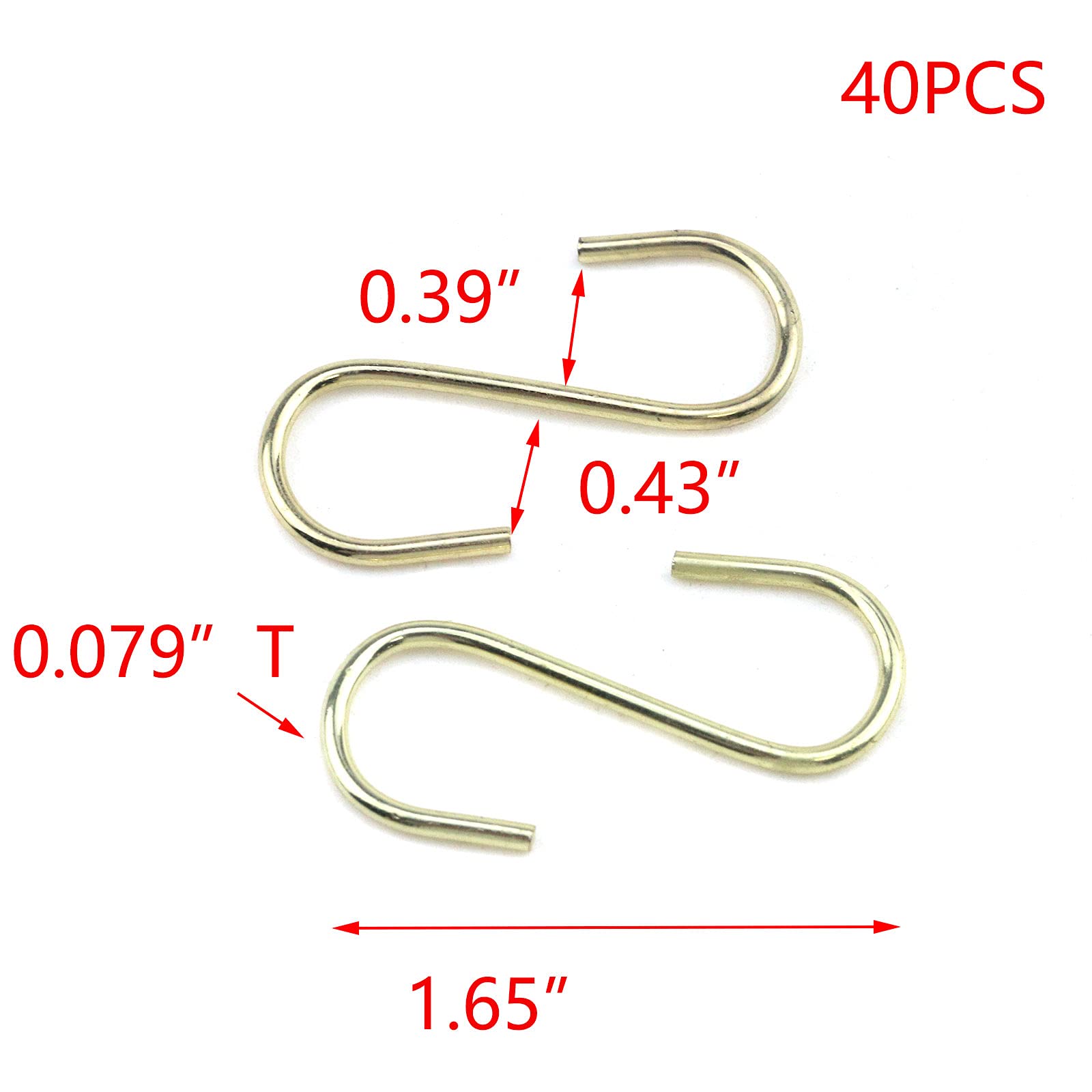 Tulead 40PCS Mini Light Golden S-Shaped Hanging Hooks (2x42mm) - Jewelry Organizer, Purse Hooks, Key Holders for Home, Office & Travel Organization