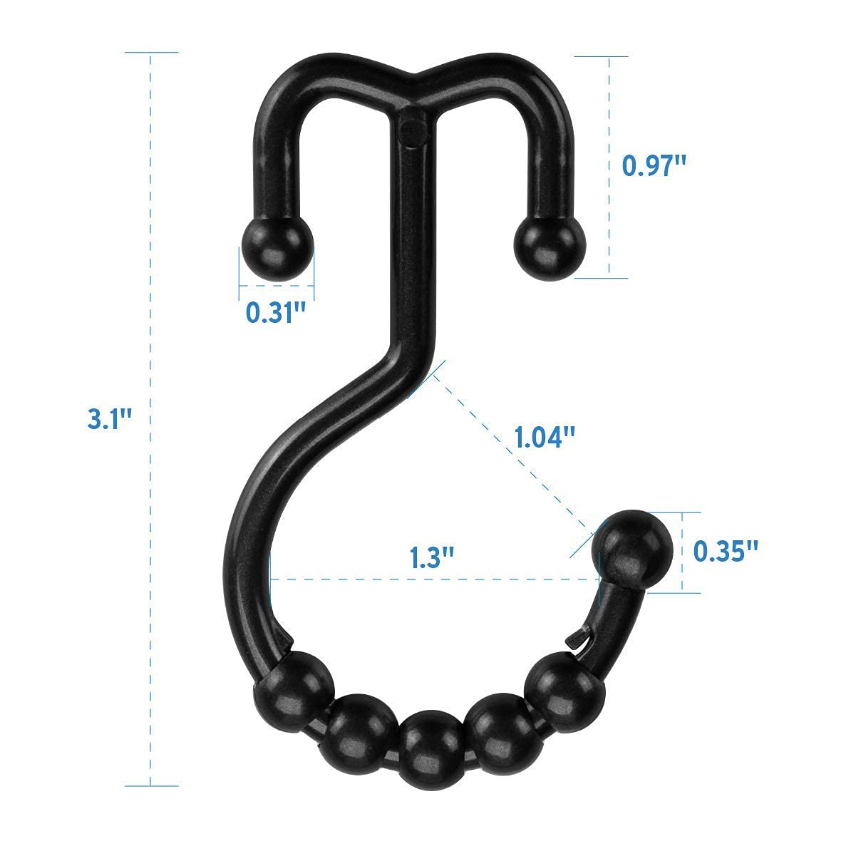 Amazer Plastic Shower Curtain Hooks - Bathroom Decor Essentials