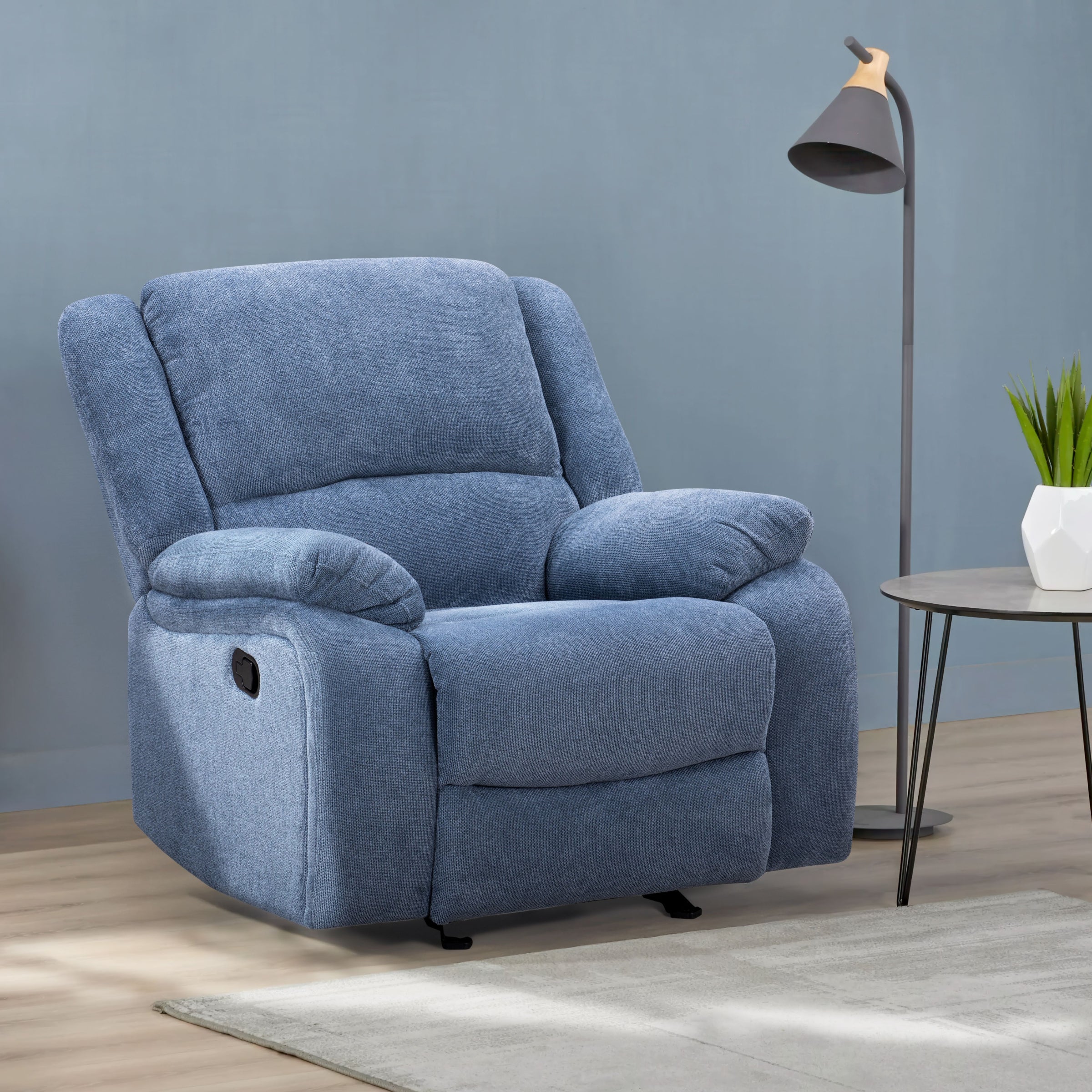 Roundhill Furniture Blitz Transitional Manual Recliner Chair - Comfortable Living Room Reclining Armchair for Relaxing, Reading & Watching TV