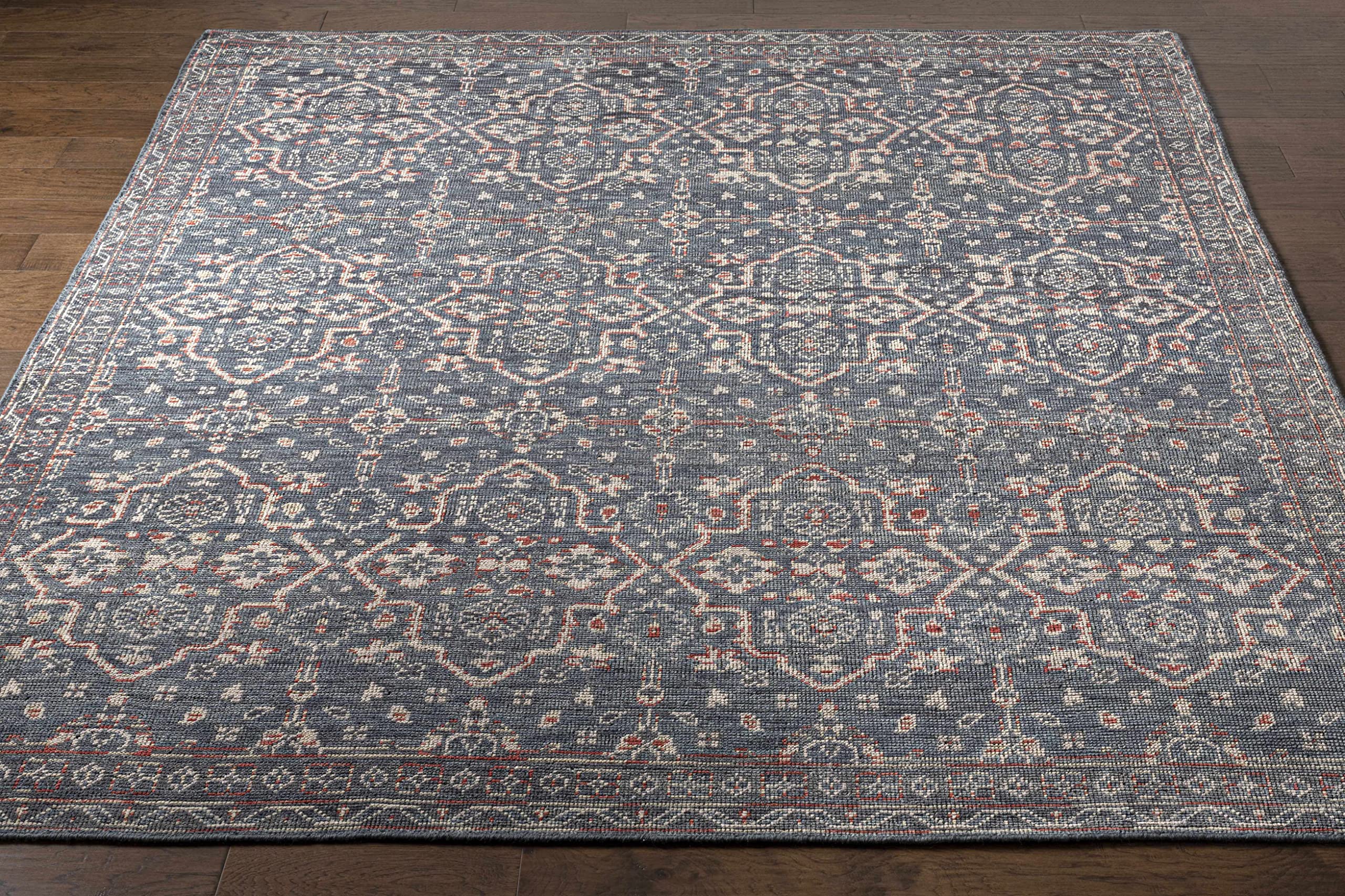 Hauteloom Urbancrest Wool Area Rug for Living Room & Bedroom - Traditional Beige, Burgundy, Charcoal - 2' x 3' - Soft & Durable Floor Decor for Cozy Home Spaces