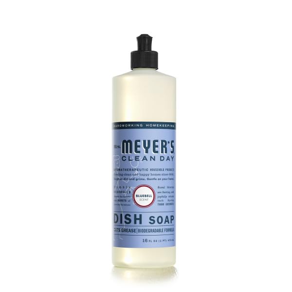 Mrs. Meyer's Clean Day Dish Soap - Cruelty Free, Bluebell Scented Dishwashing Liquid, 16 fl oz (Pack of 3) - Gentle on Hands, Tough on Grease for Daily Kitchen Cleaning