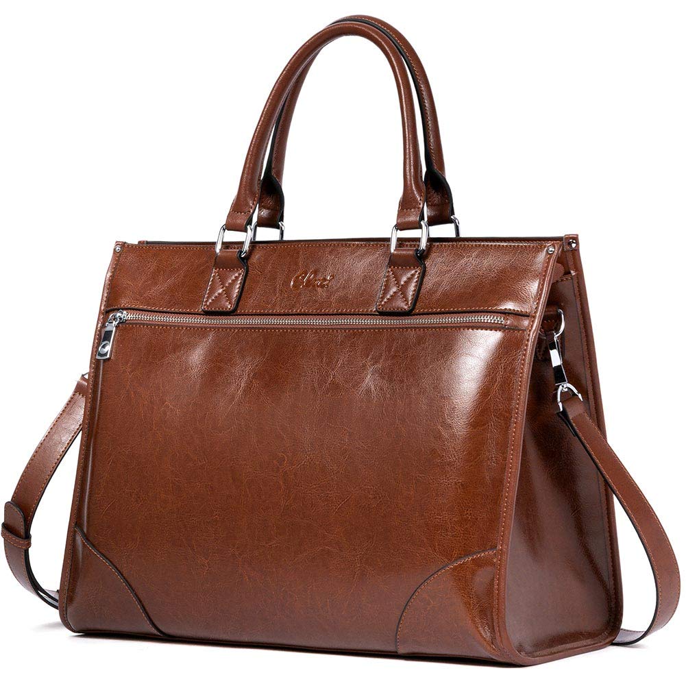 CLUCI Genuine Leather Briefcase for Women - 15.6 Inch Laptop Business Bag, Professional Work Tote Handbag for Office, Commuting & Business Travel