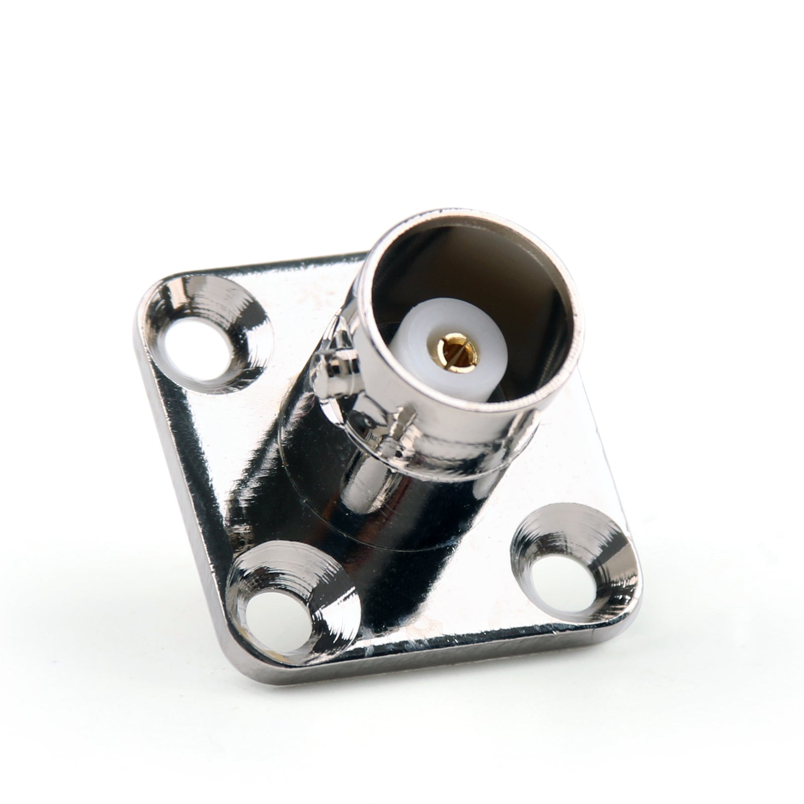 10X BNC Female Connector Jack - 4 Hole 18.5mm Flange Panel Mount Solder Straight - for CCTV Security Cameras, Video Surveillance Systems & RF Applications
