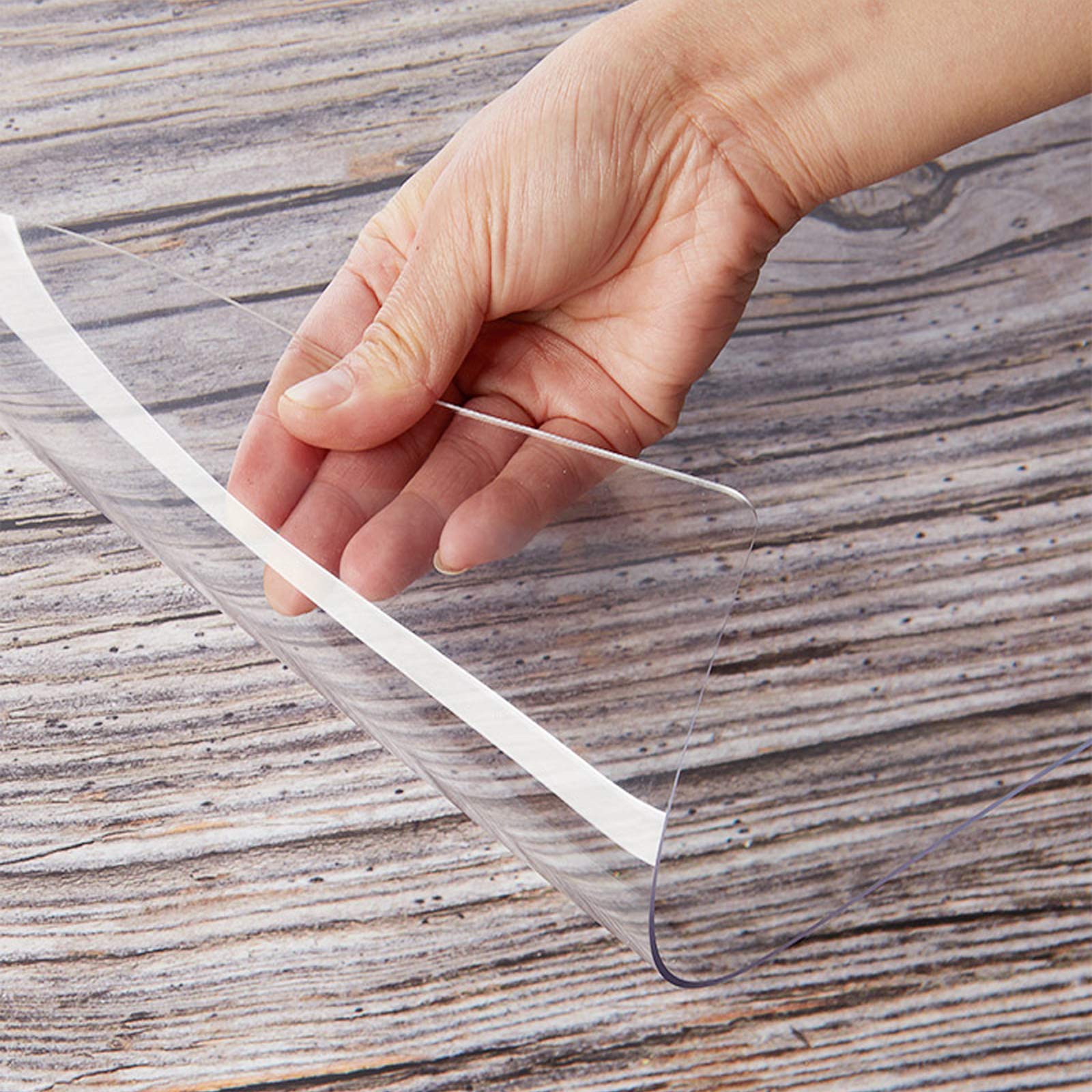 Waterproof Transparent PVC Table Cover Protector - 2mm Soft Glass Clear Tablecloth with Bevel Edging (60x120cm/24x47in) for Dining Table, Coffee Table, Desk & Floor Protection - Ideal for Home, Office & Restaurant Use