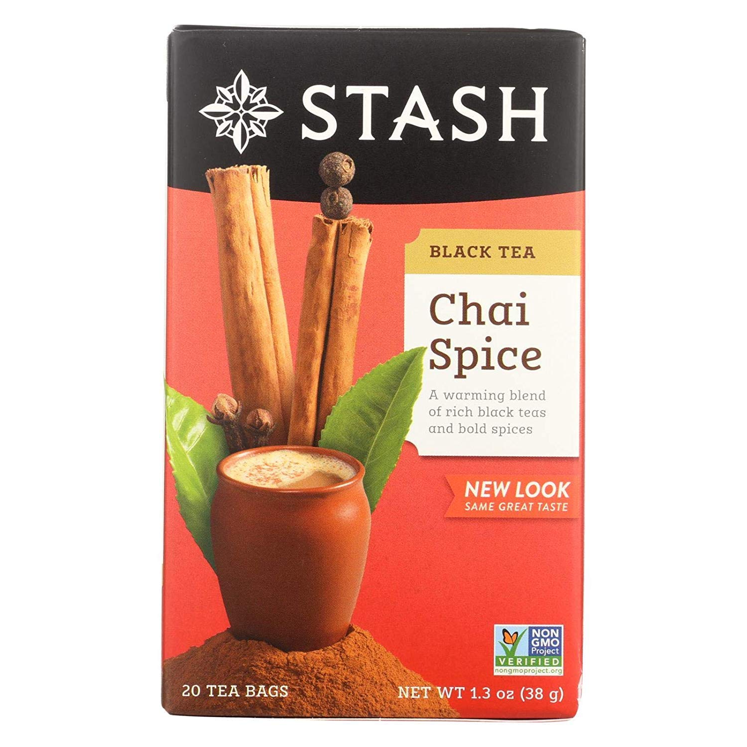 Organic Stash Black Tea Chai Spice - 20 Tea Bags for a Cozy Morning or Afternoon Break | Caffeine Herbal Blend | Perfect for Home, Office & Gifting
