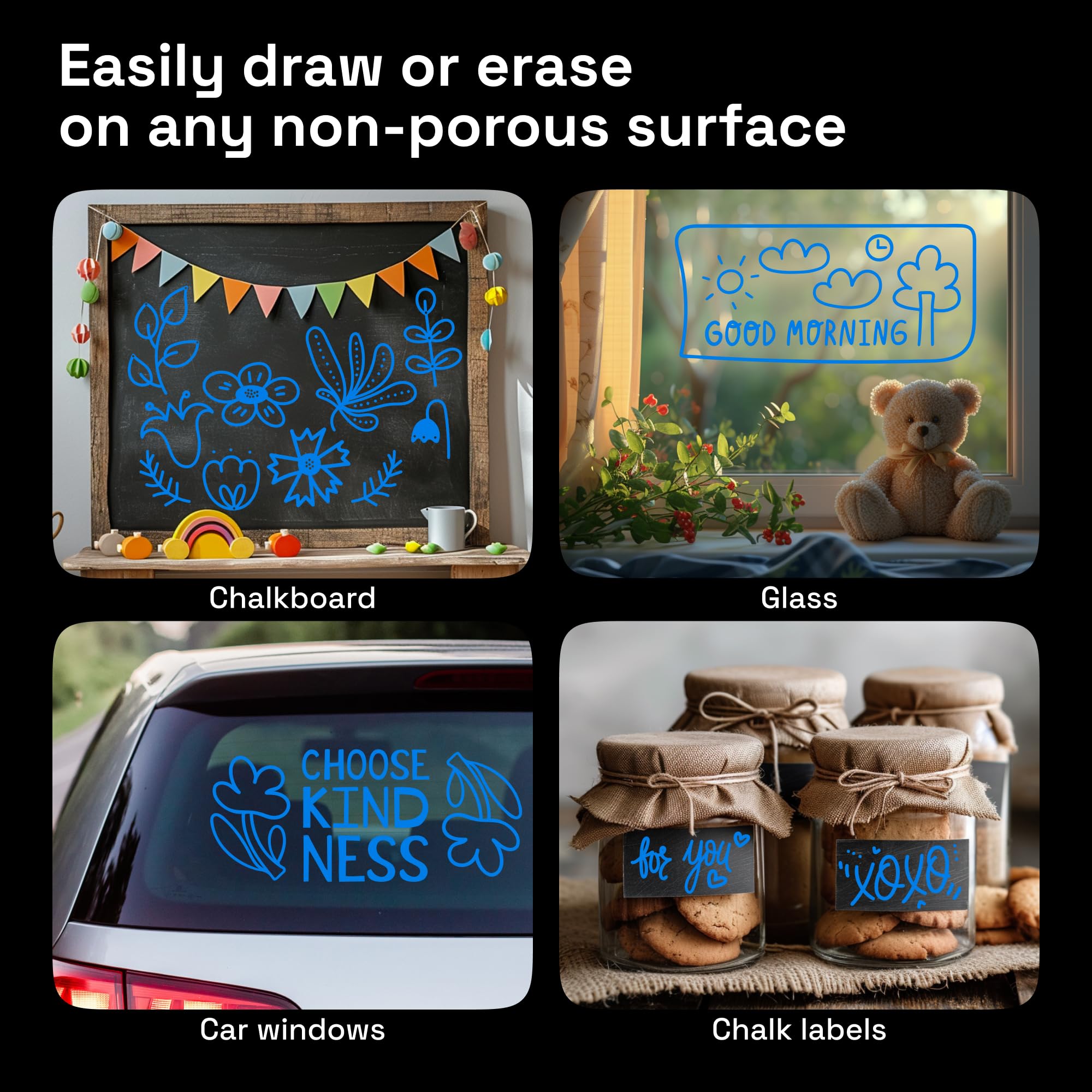 ARTISTRO 2-Pack Blue Liquid Chalk Markers - Erasable Chalkboard Pens with 6mm Reversible Tip for Blackboard, Glass, Car Windows & More - Perfect for Restaurants, Bistros, Signage & DIY Projects