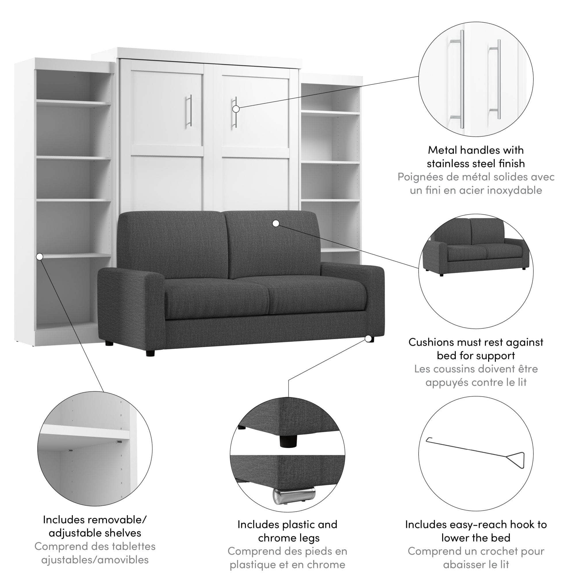 Pur Queen Murphy Wall Bed with 2 Storage Units & Sofa (115