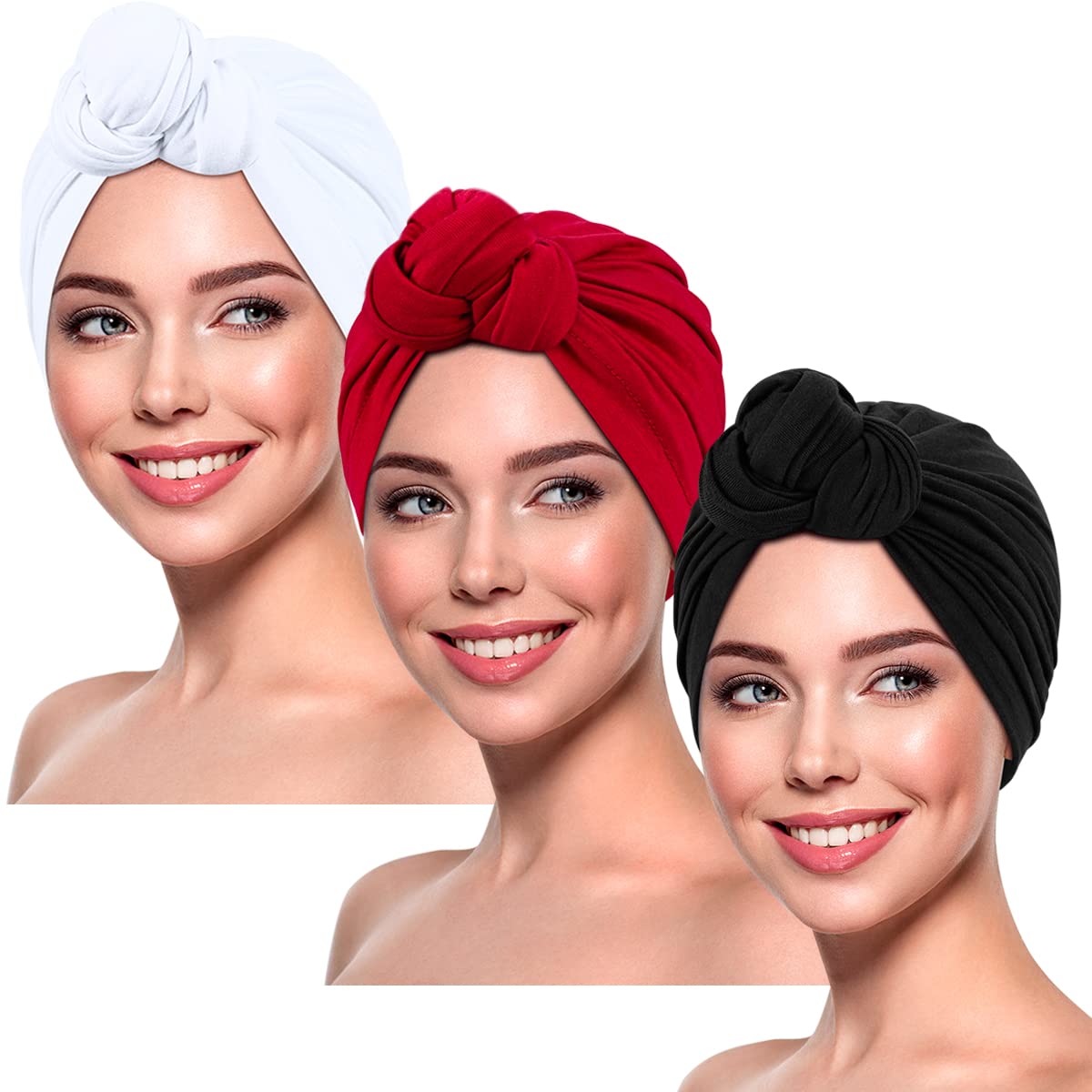 DANMY Women's Knit Beanie Turban Hats - Soft Winter Headscarves & Indian Style Headwraps for Women - Perfect for Cold Weather, Yoga, and Casual Outfits