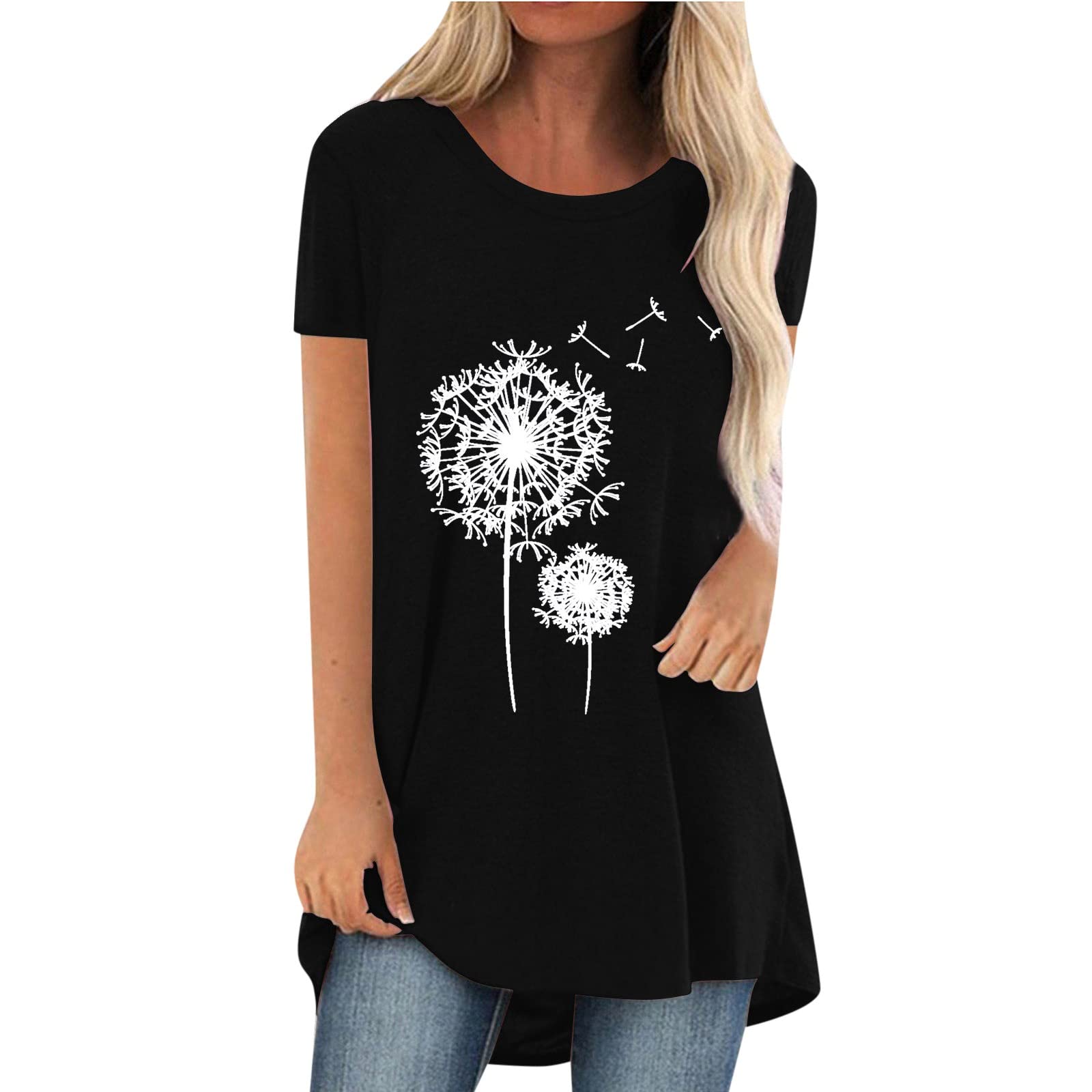 Women's Summer Short Sleeve Printed T-Shirt - Loose Fit Casual Blouse & Tunics - Perfect for Beach, Vacation, and Everyday Wear