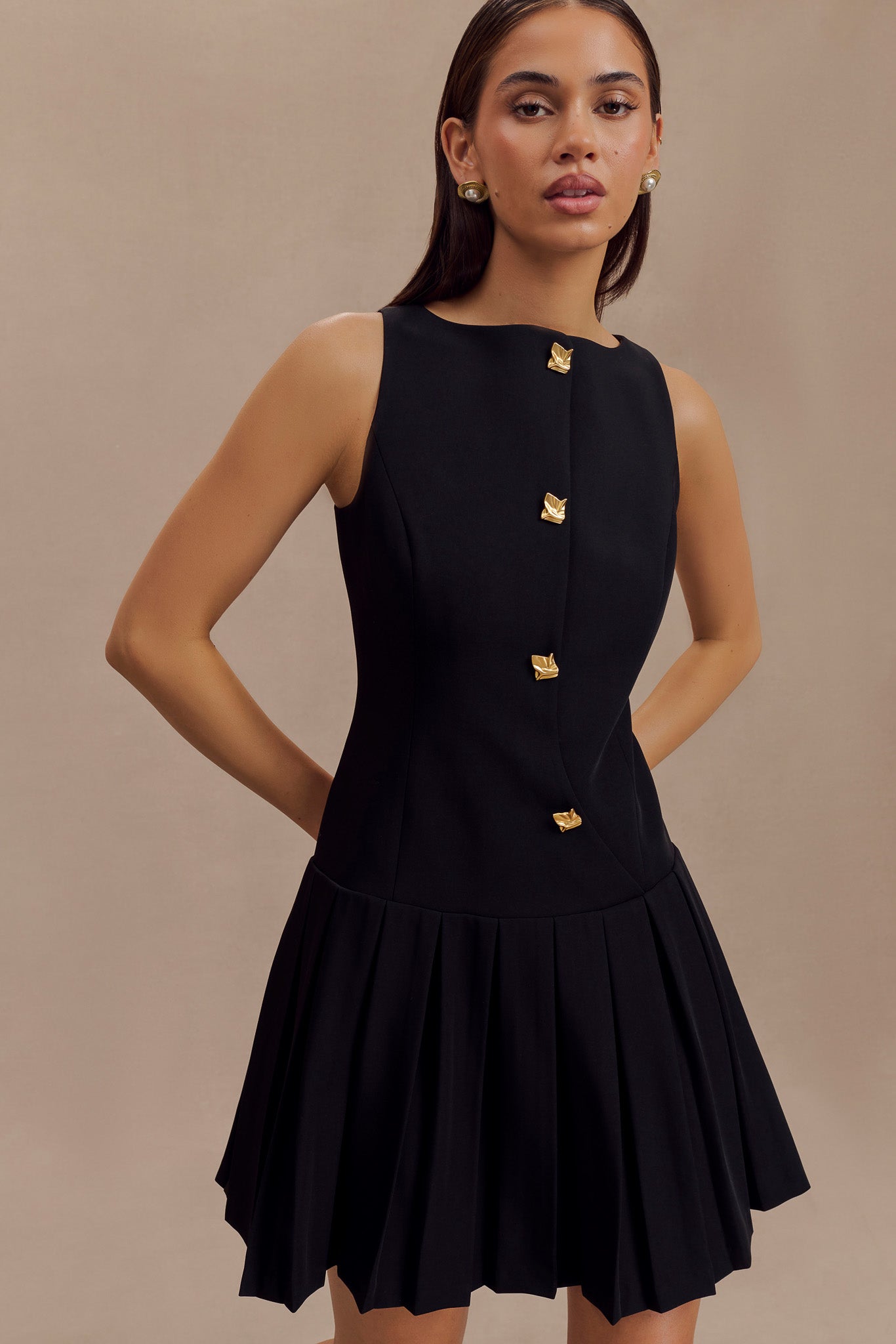 Mackenzie Sleeveless Pleated Mini Dress for Women - Black Summer Party Cocktail Dress | Perfect for Night Out, Date Night & Special Occasions