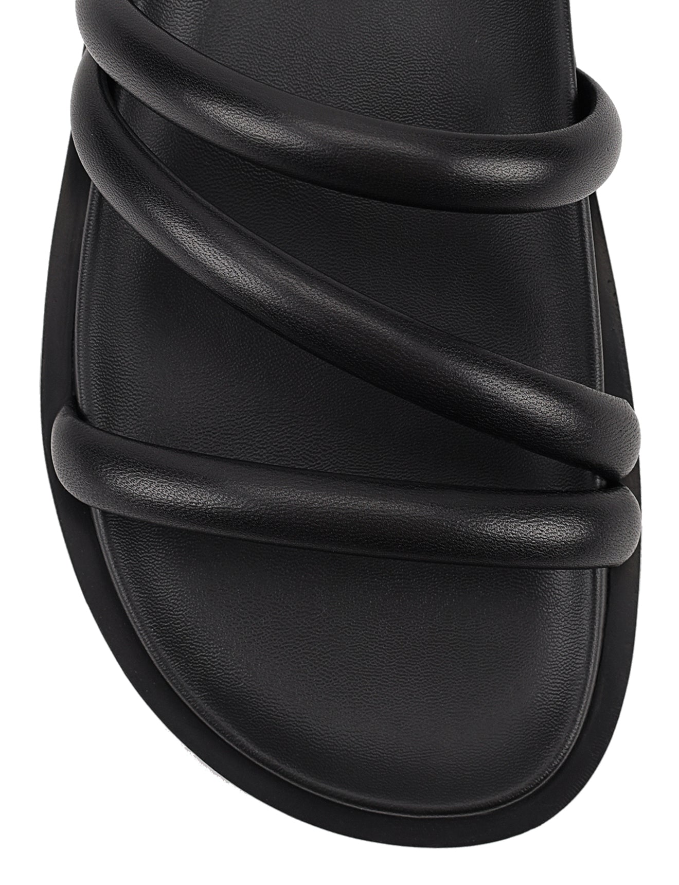 Lane Strappy Footbed Slides - Black Leather Sandals for Women | Comfortable & Stylish Summer Shoes for Beach, Pool, and Casual Wear