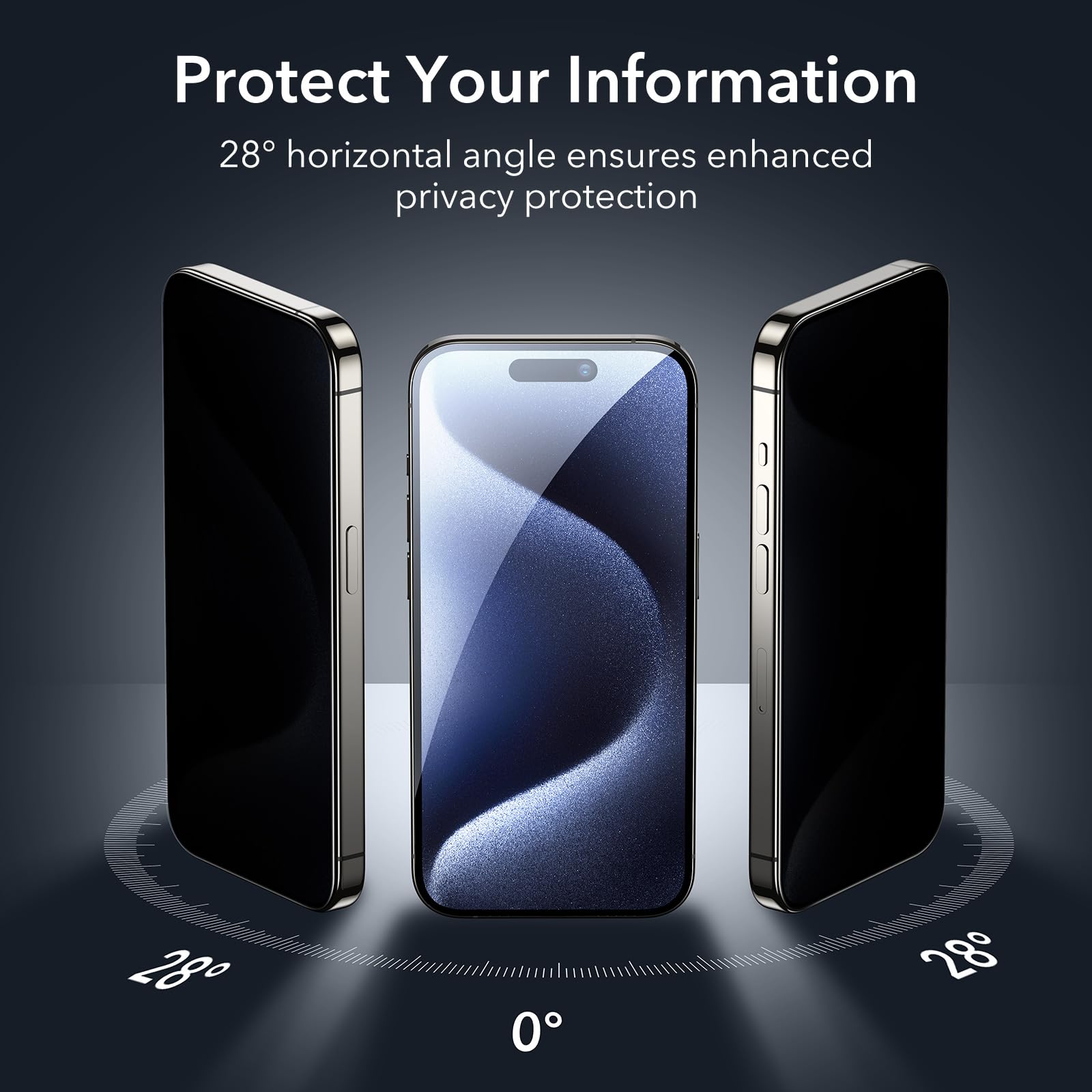 ESR 3-Pack Privacy Screen Protector for iPhone 15 Pro Max - Anti-Spy Tempered Glass with Micro-Curved Edges, Case Friendly - Perfect for Office, Banking & Public Use