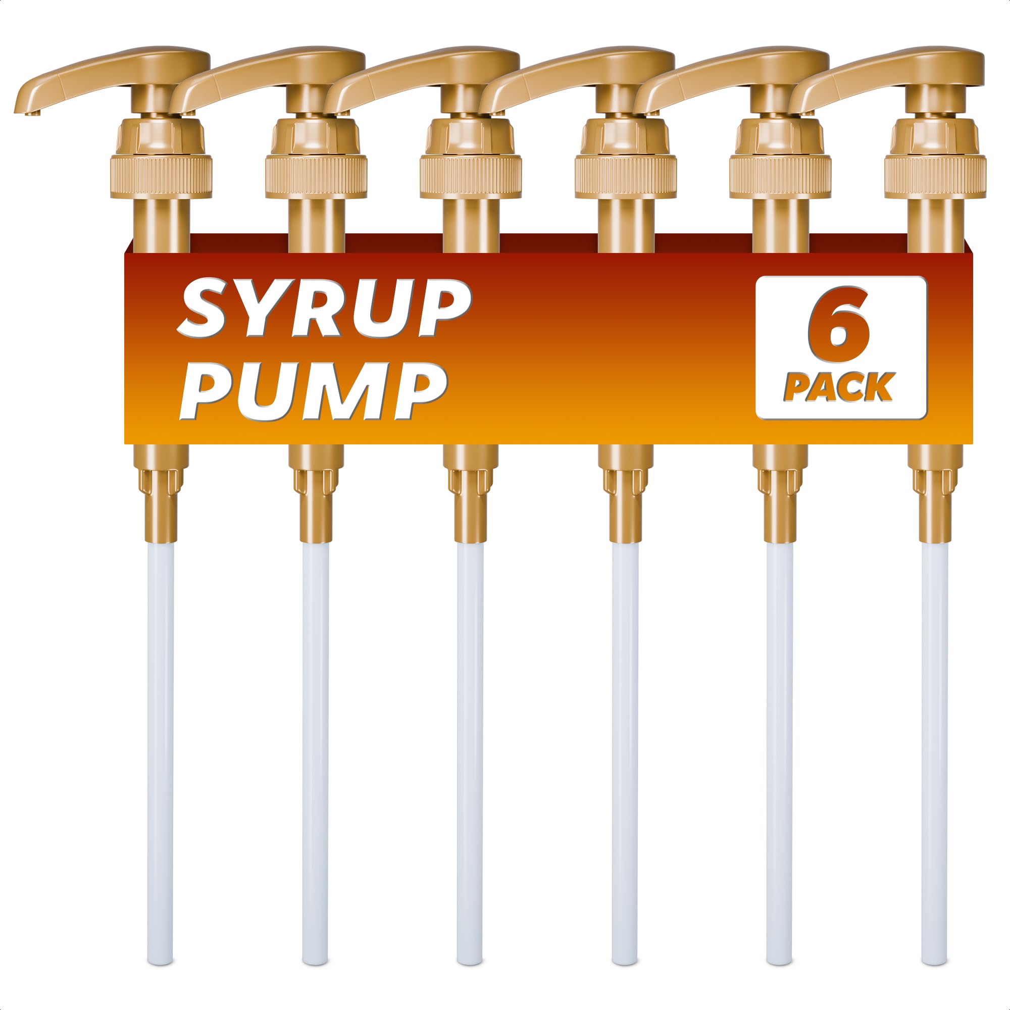 6-Pack 750ml Coffee Syrup Pumps - Skinny Syrup Dispenser for Coffee Bars, Creamers & Torani Bottles - Perfect for Coffee Shops, Home Brewing & Snow Cone Syrups
