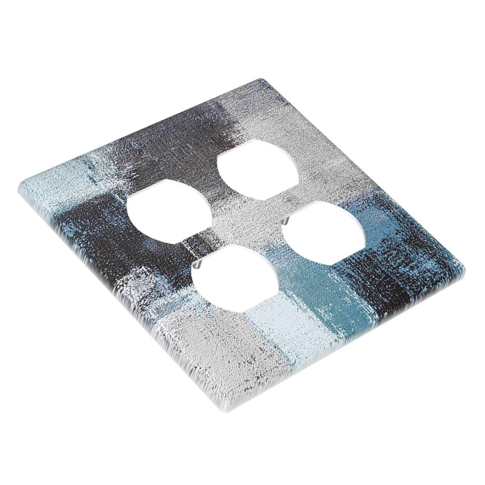 Abstract Blue Gray Black Wall Plate - Decorative 2 Gang Duplex Outlet Cover (4.5