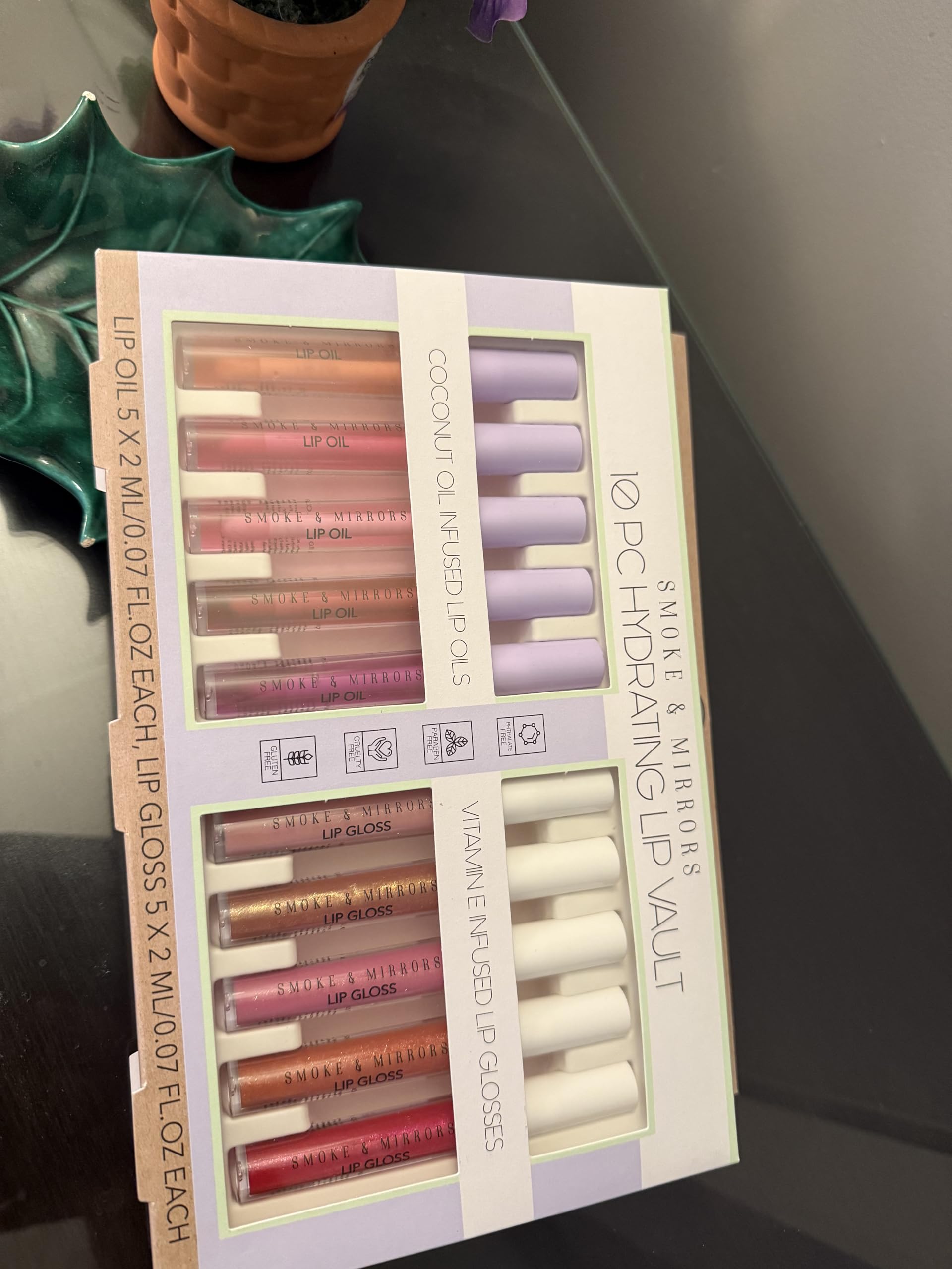 Smoke & Mirrors 10-Piece Hydrating Lip Vault Set - Coconut Oil Infused Lip Oils & Vitamin Enriched Lip Glosses for Soft, Plump Lips | Perfect for Daily Moisture, Night Care & Makeup Looks