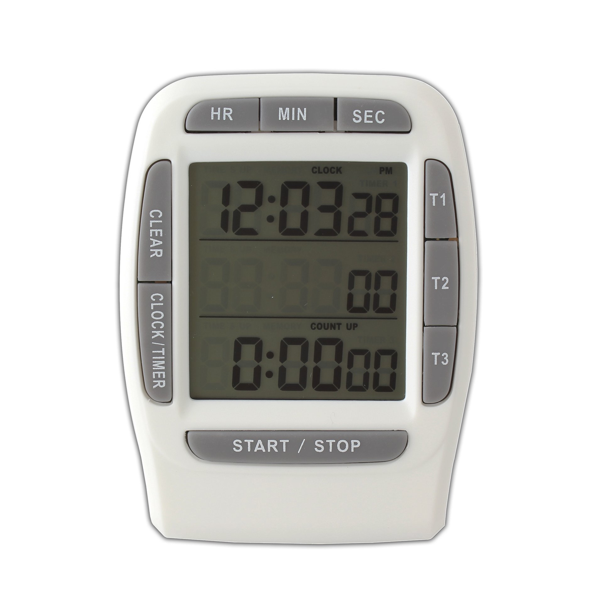 3-Line LCD Digital Timer with Alarm & Countdown Stopwatch - Gray | Perfect for Kitchen, Gym, Classroom & Office Use