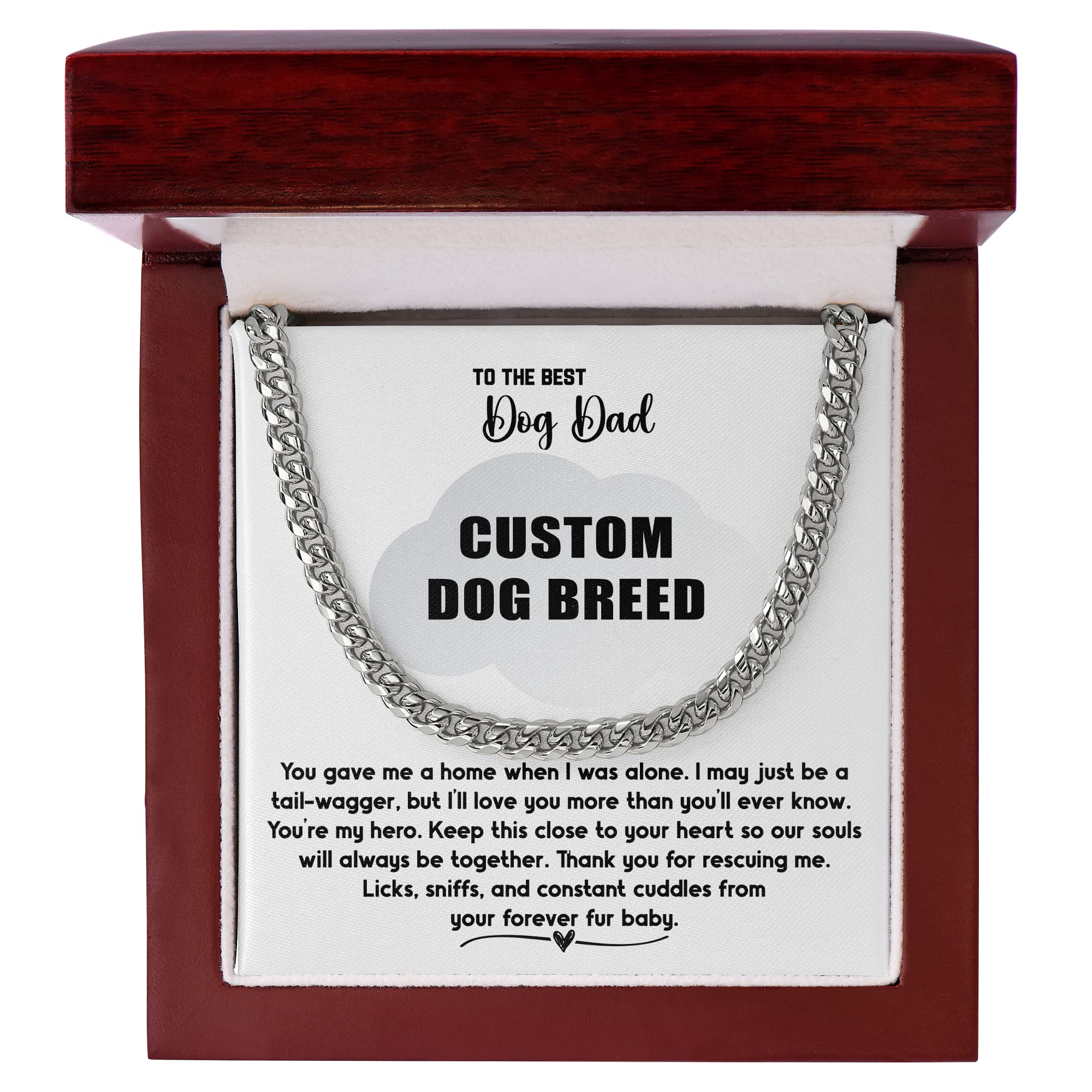 Custom 100 Dog Breeds Cuban Link Chain Necklace - Perfect Gift for Dog Lovers, Father's Day, Birthday & Christmas - Ideal for Dog Rescue Owners, Dog Dads & Pet Parents (Great for Everyday Wear, Special Occasions & Gift Giving)
